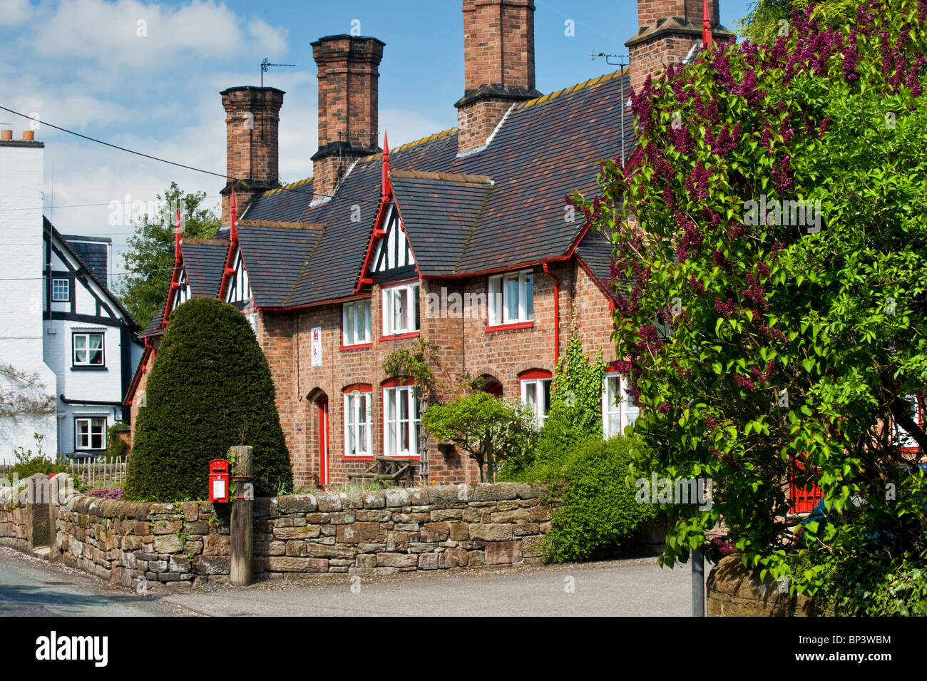 Old Almshouses in Spring at Bunbury, Bunbury, Cheshire, England, UK Stock Photo Alamy