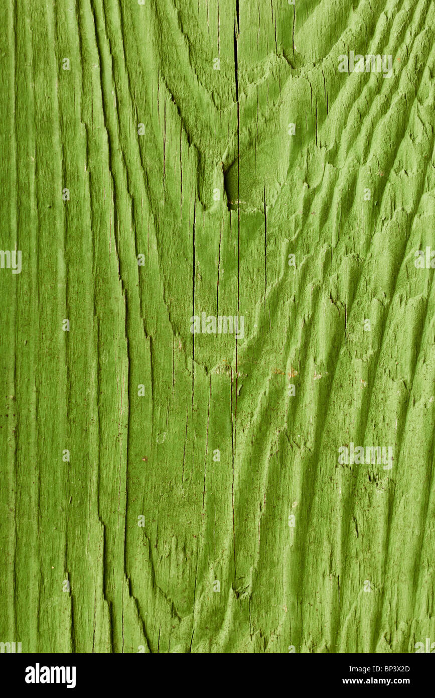 Old green painted wood plank Stock Photo