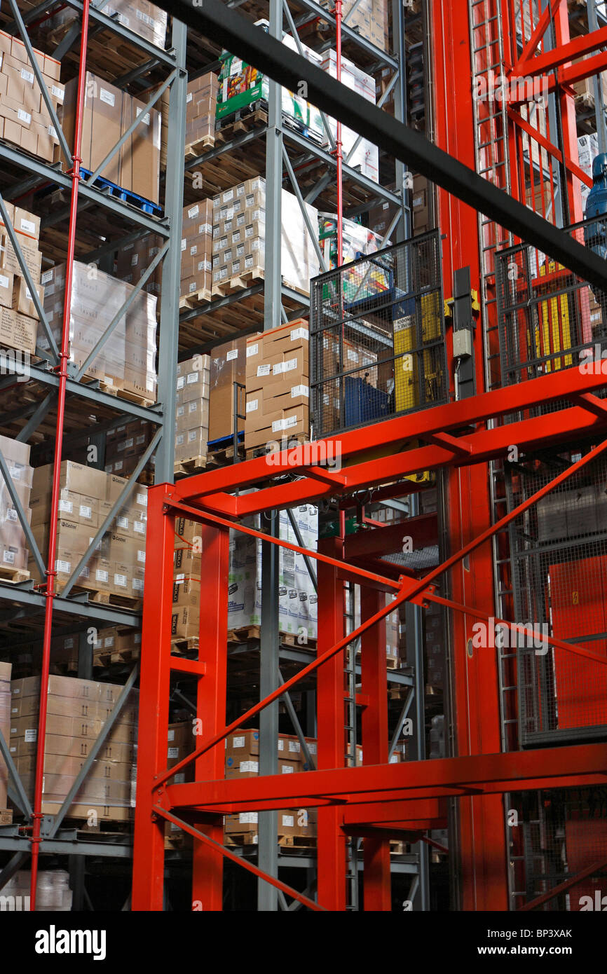 High rack warehouse of the Suederelbe Logistik, Hamburg, Germany Stock Photo