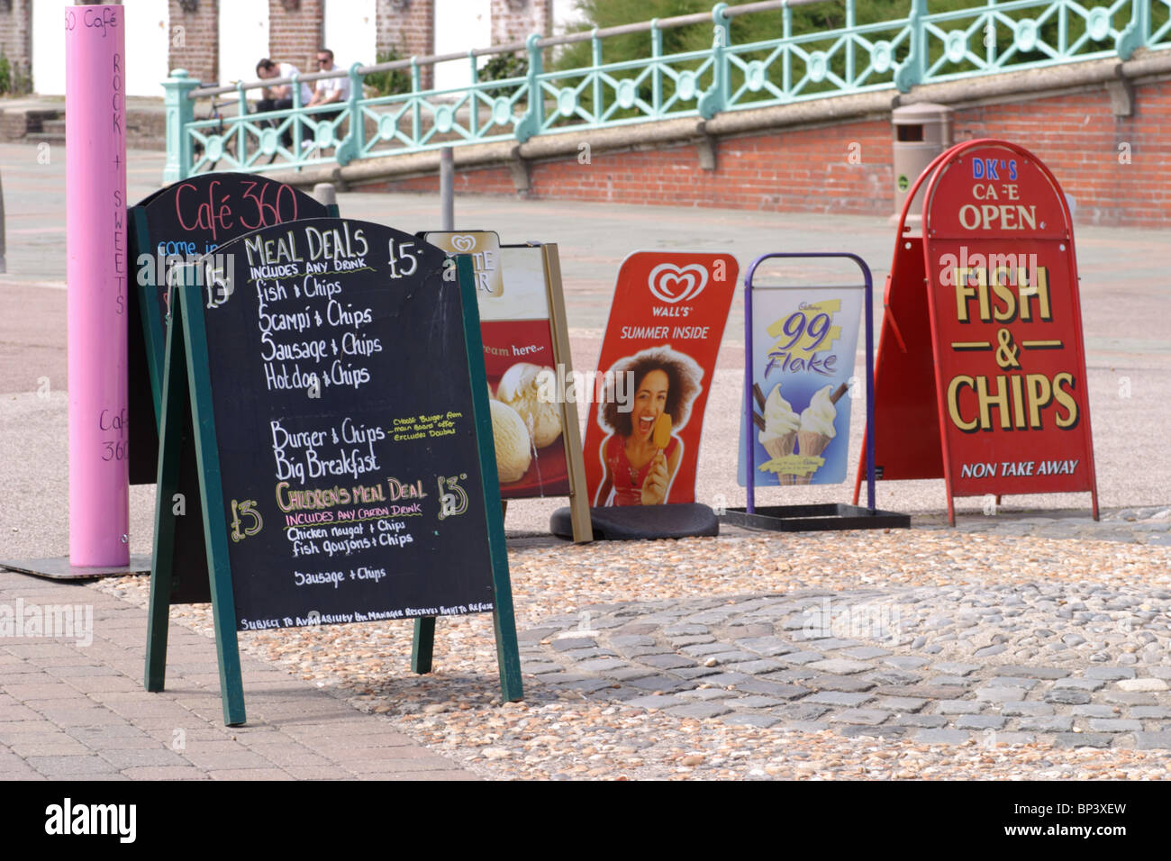Advertising Boards on the Seafront Brighton East Sussex UK Stock Photo