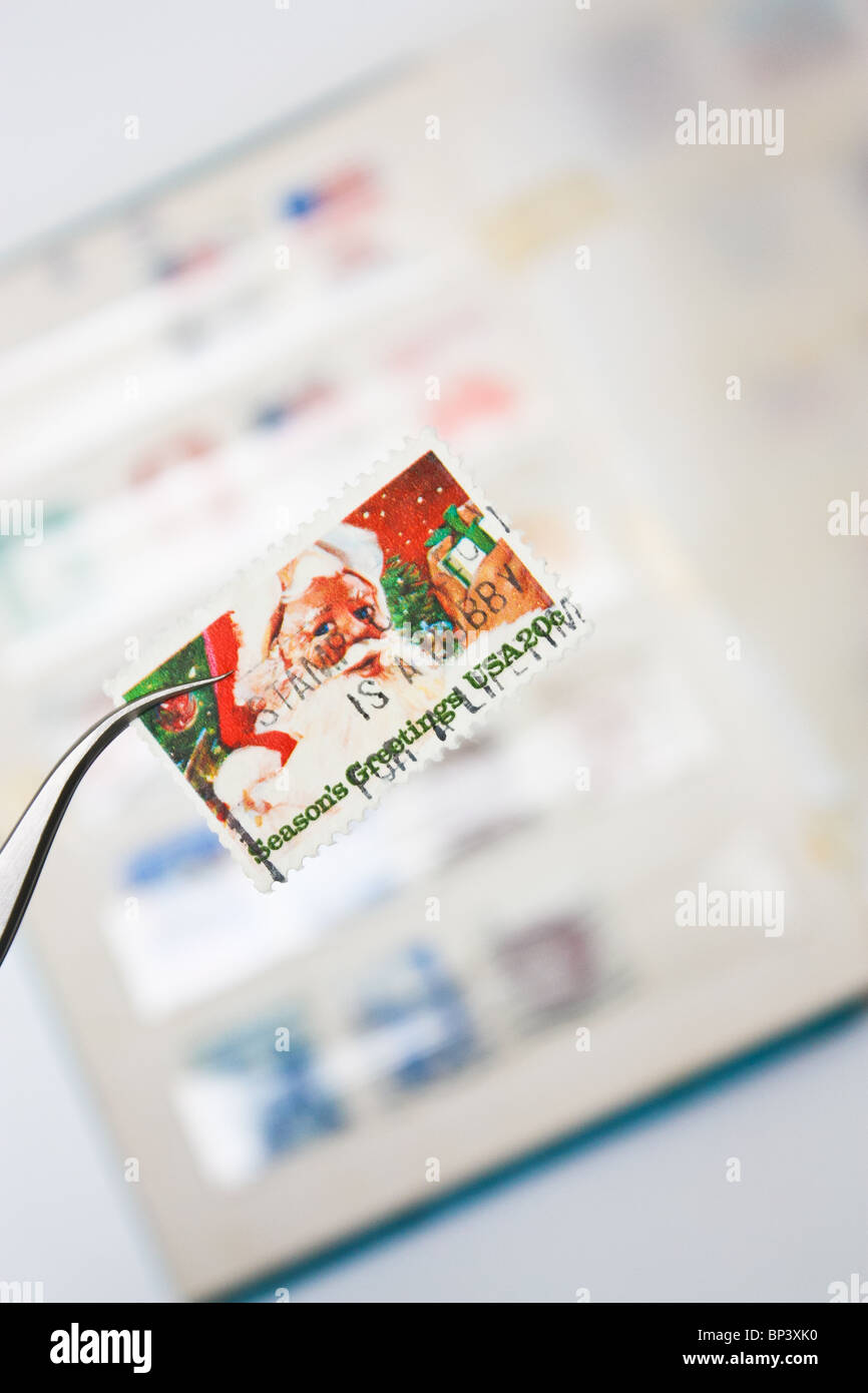 Collect Santa Clause Christmas stamp Closeup Stock Photo
