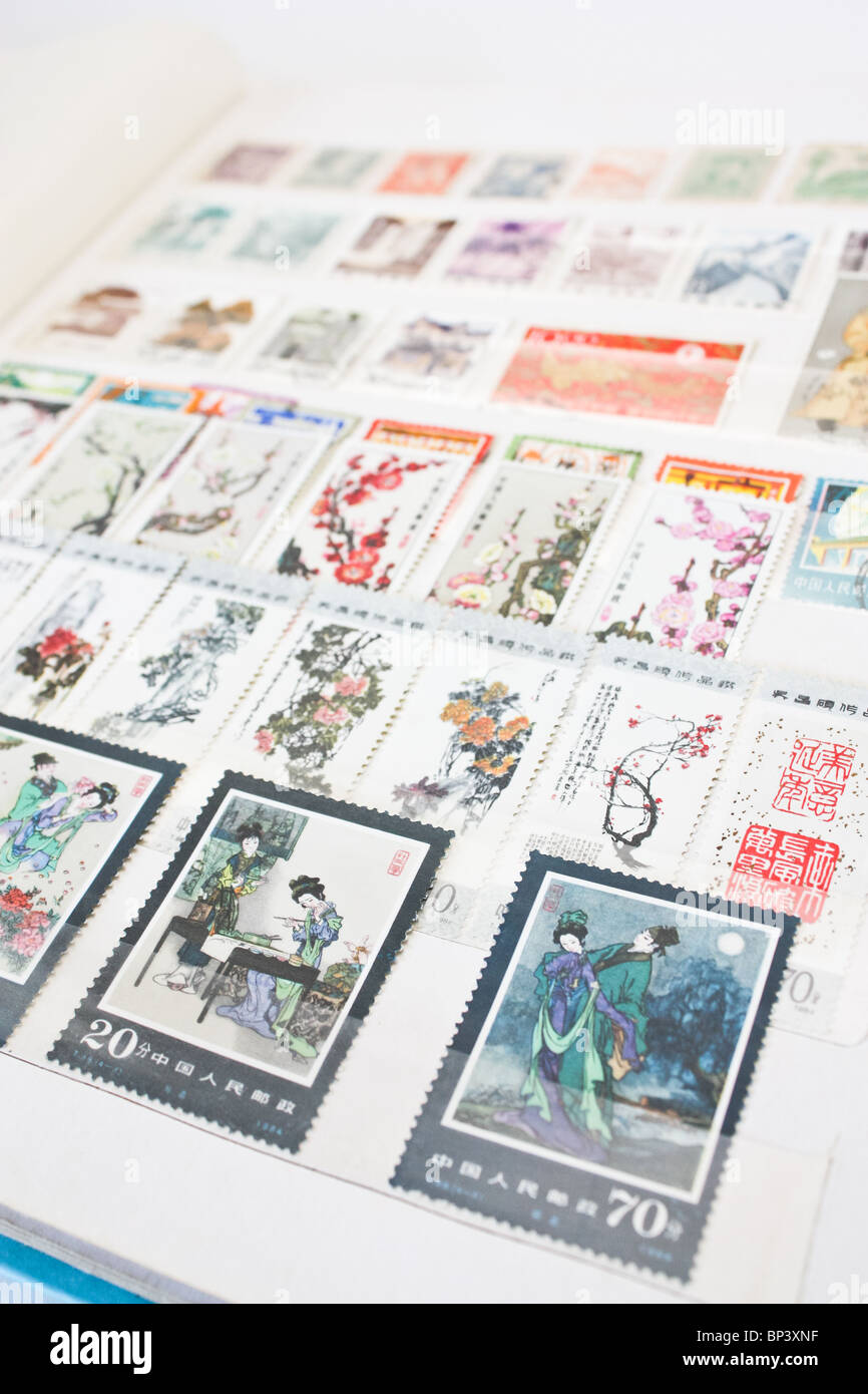 collect China chinese stamps Stock Photo
