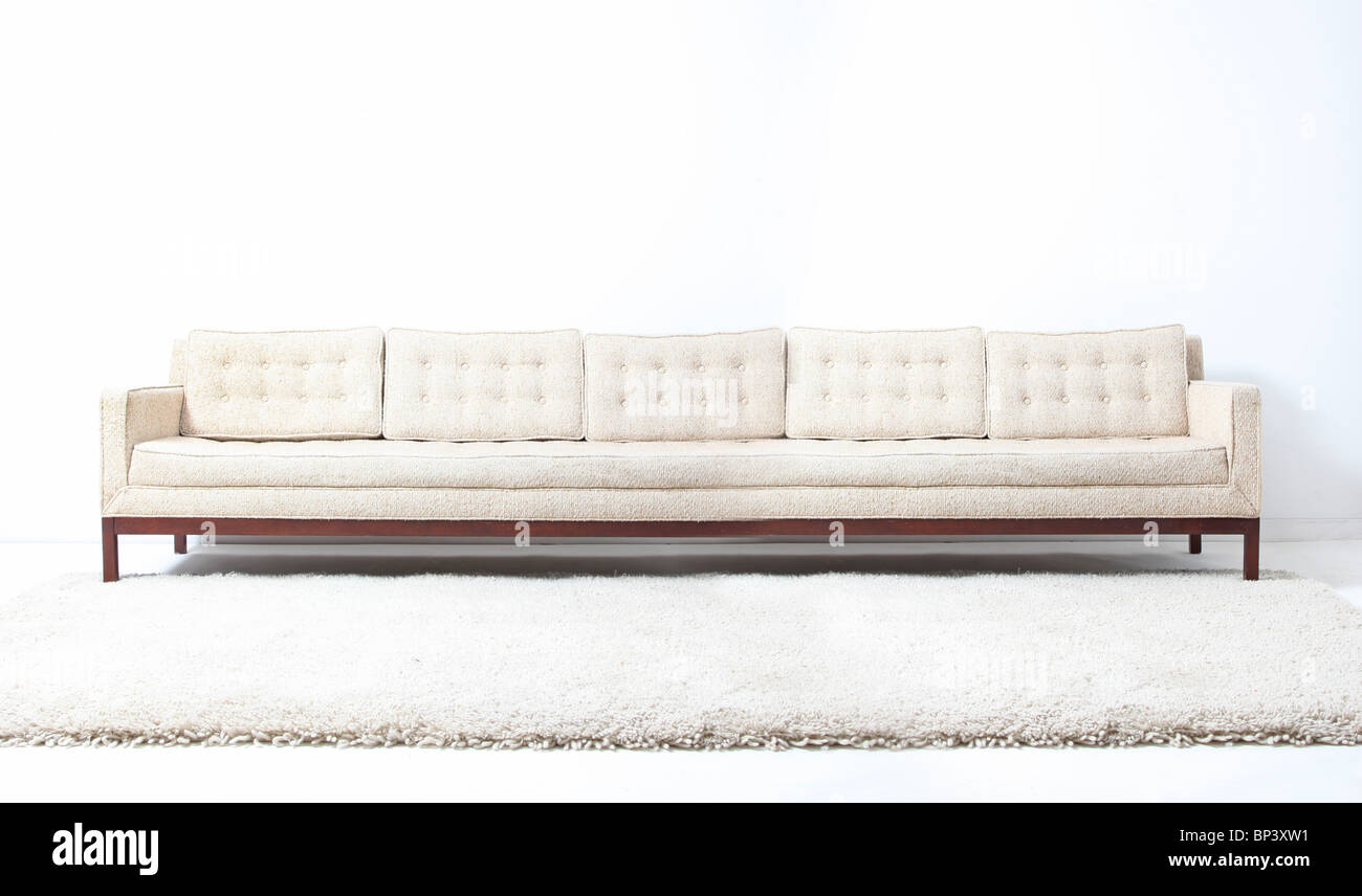 very long white modern sofa couch Stock Photo