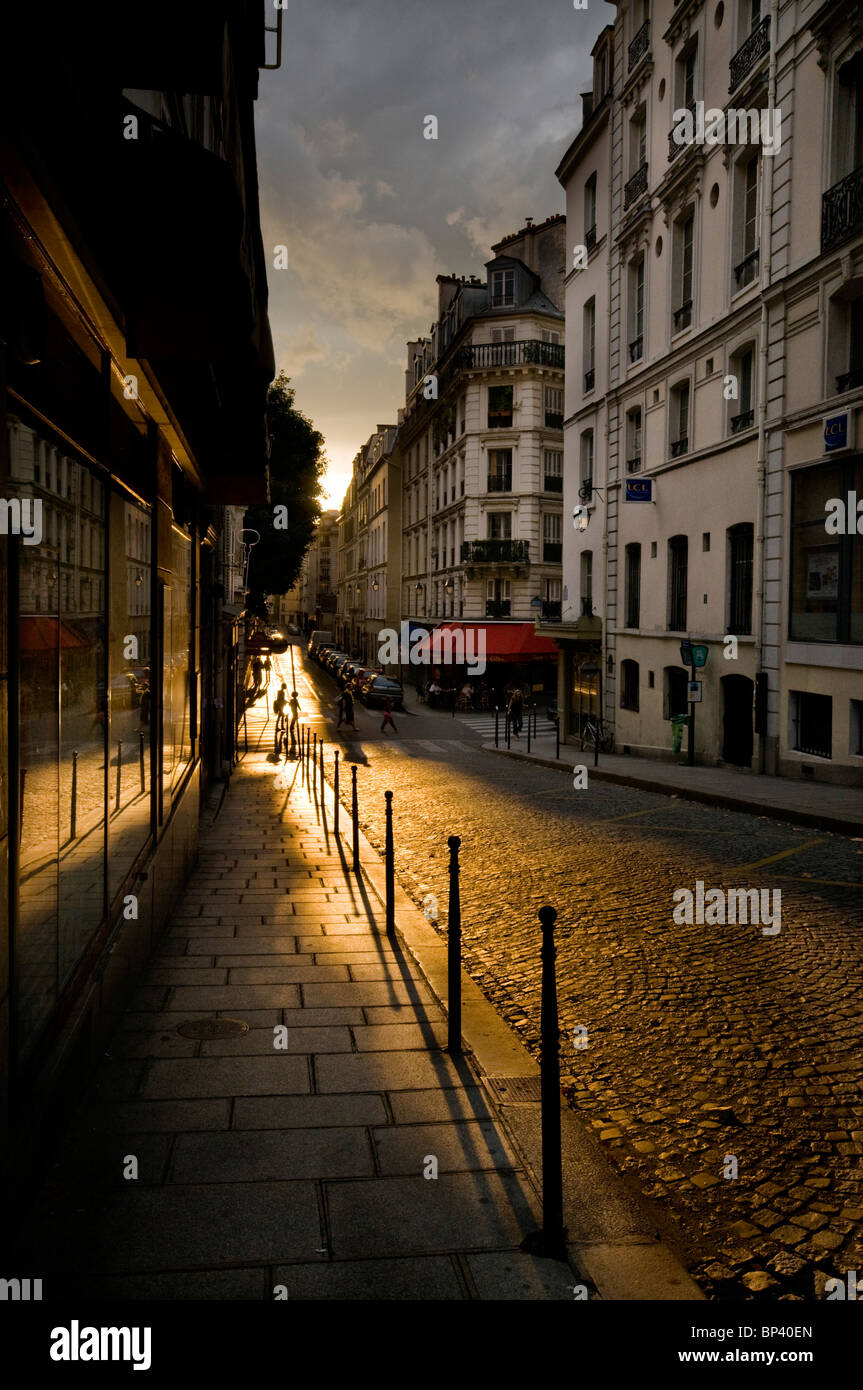 Paris street in the République area of the city Stock Photo