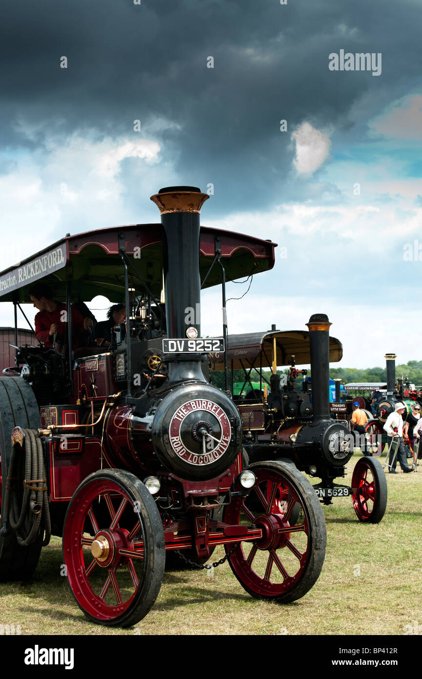 Vintage Burrell steam traction engine at a steam fair in England Stock Photo