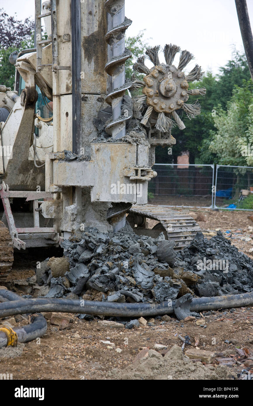 Drilling into clay soil ready to fill with concrete to form a pile