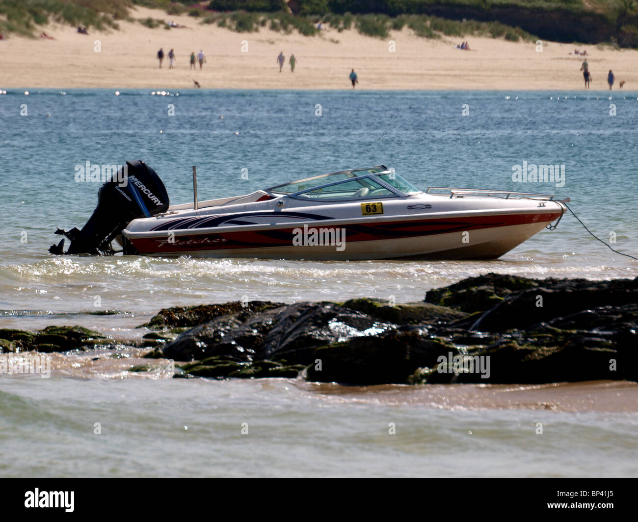 Speedboat, River Camel Estuary, Padstow, UK Stock Photo