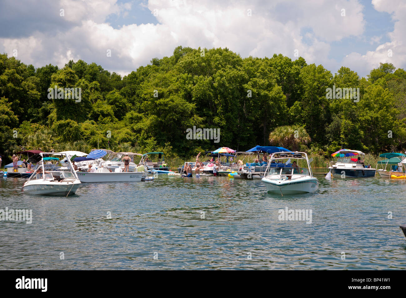 Salt Springs, FL May 2010 Boats rafted together for weekend party