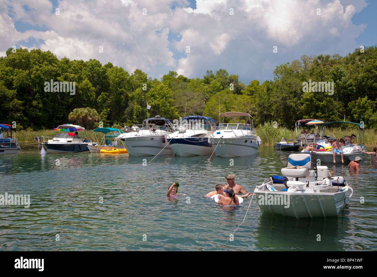 Salt Springs, FL May 2010 Boats rafted together for weekend party