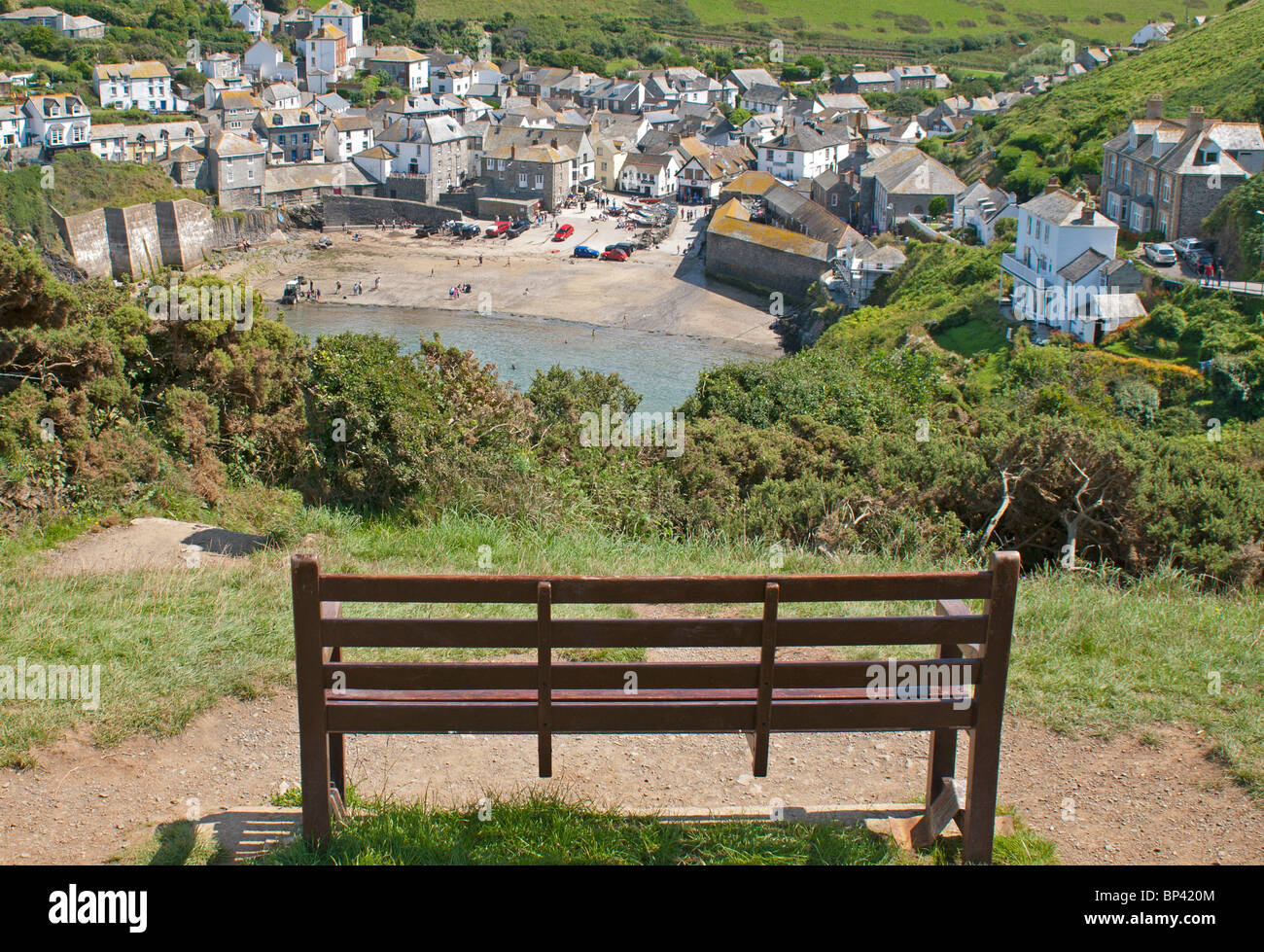 View of Port Isaac from Hillside Stock Photo