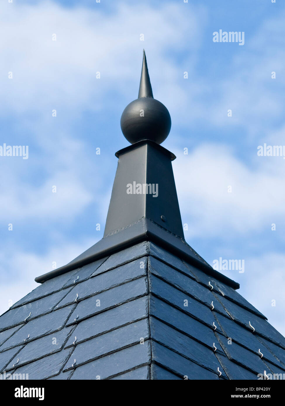Decorative Finial Slate Roof Detail France Stock Photo