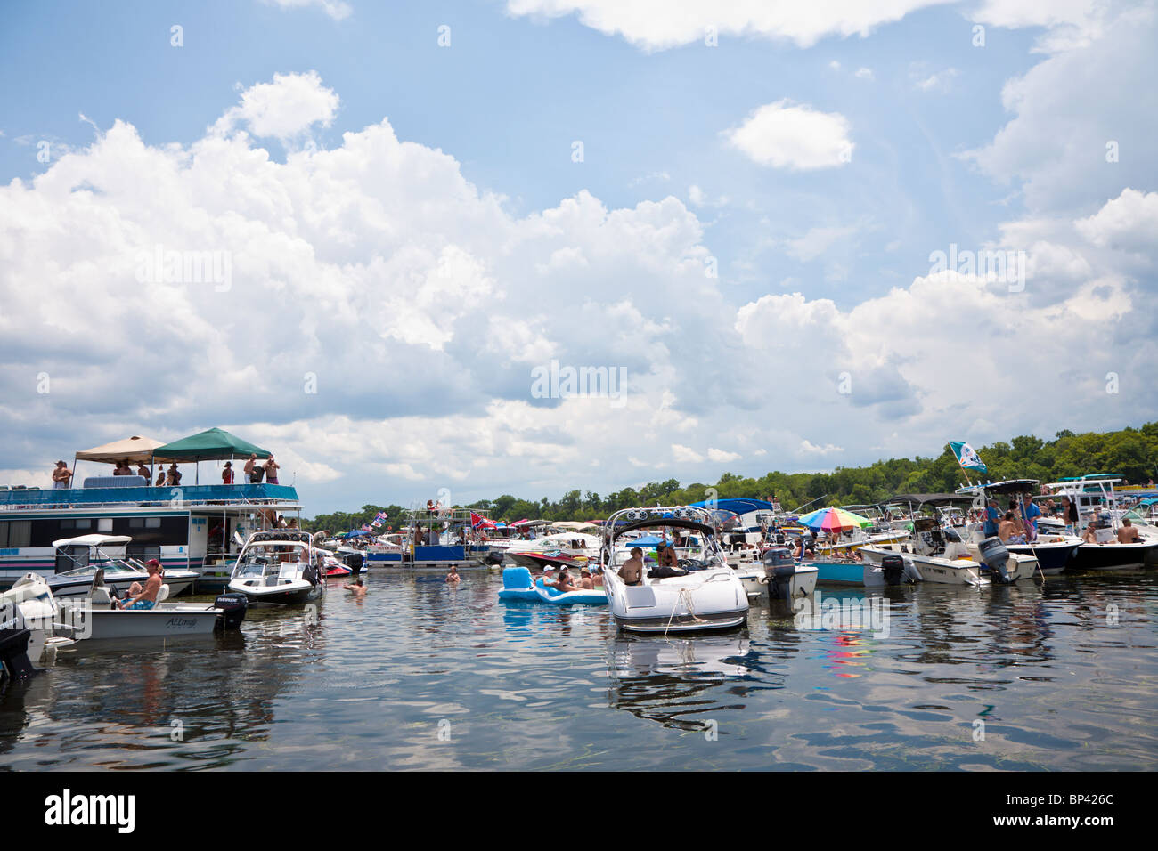 Lake FL May 2010 Boaters raft together for a day long party
