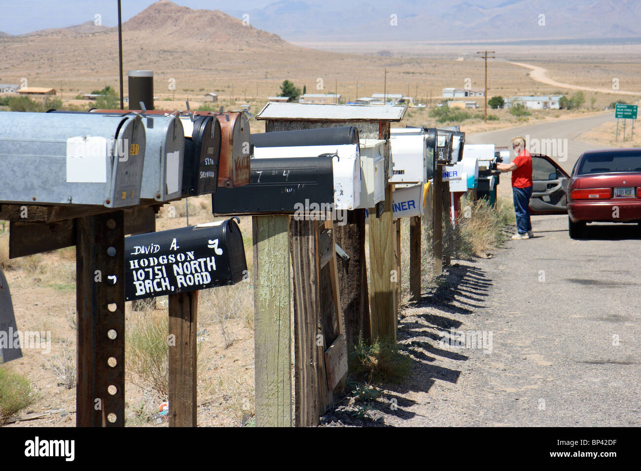 Mail boxes outside a residential area in the desert, New KingmanButler