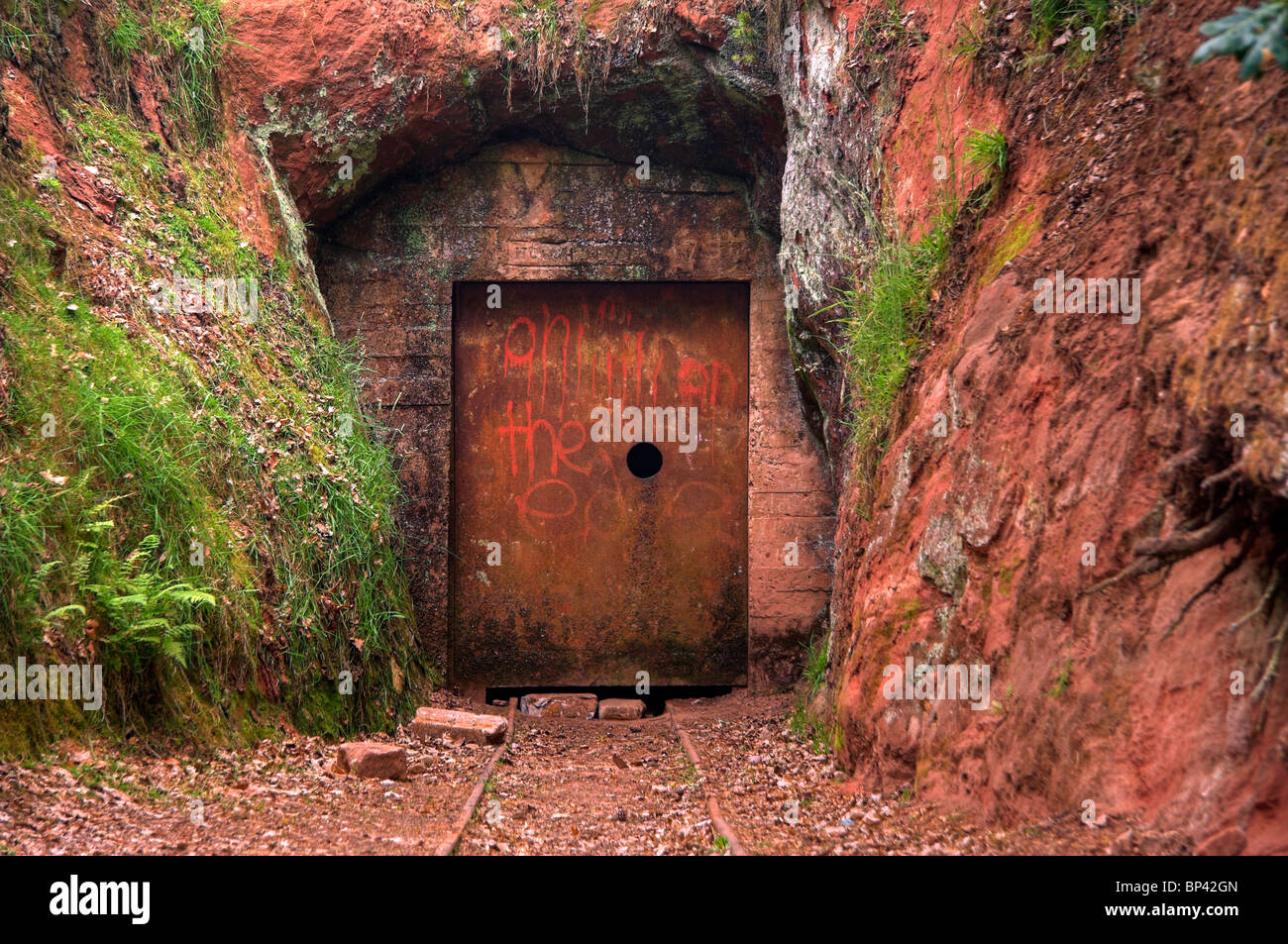 Old mine entrance, The Edge, Alderley Edge, Cheshire, England, UK Stock Photo