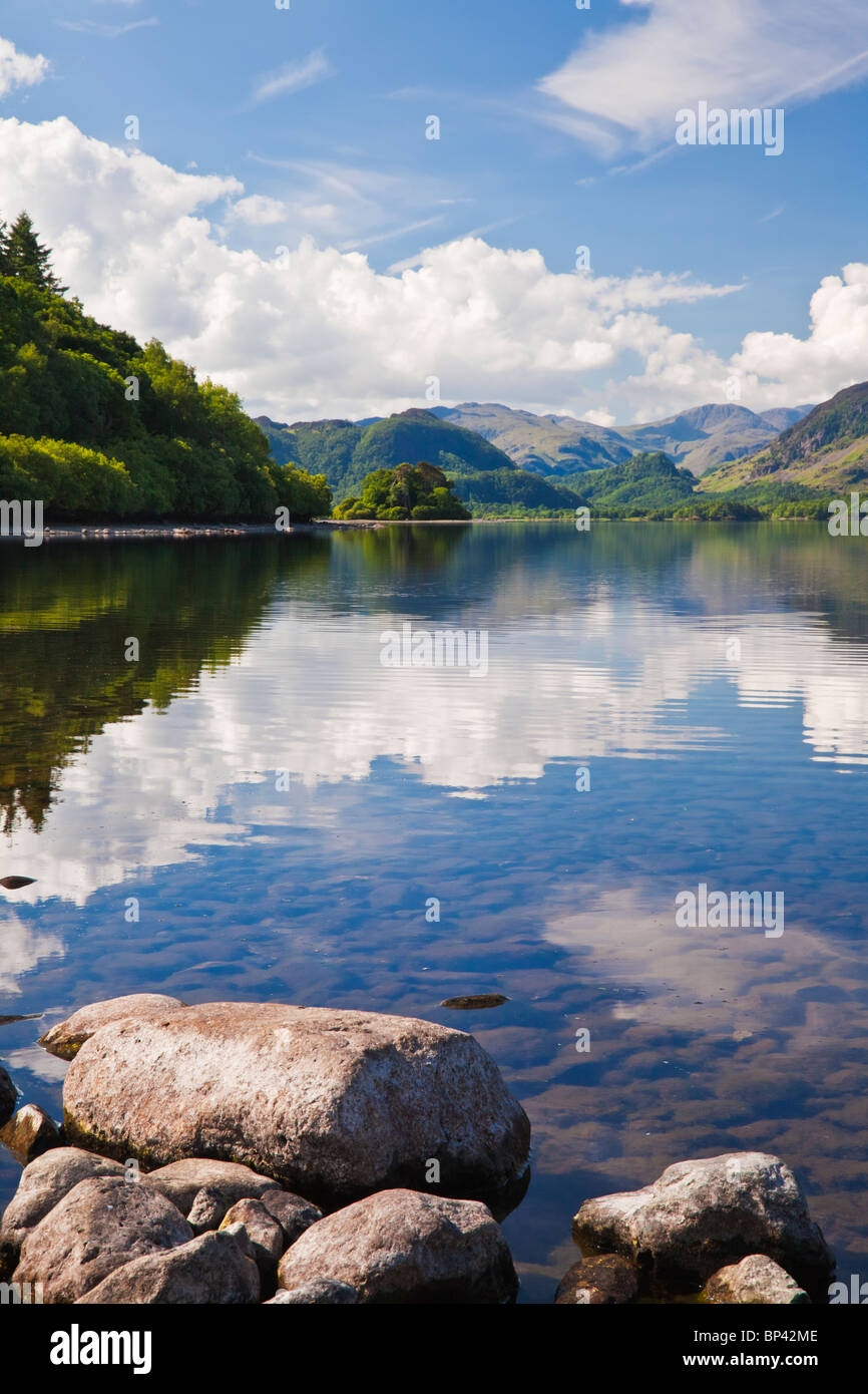 Derwent Water looking towards Castle Crag in the Lake District National Park, Cumbria, England, UK Stock Photo