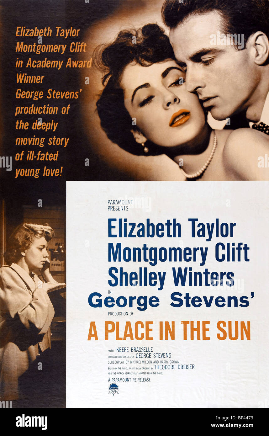 SHELLEY WINTERS, ELIZABETH TAYLOR, MONTGOMERY CLIFT POSTER, A PLACE IN THE SUN, 1951 Stock Photo