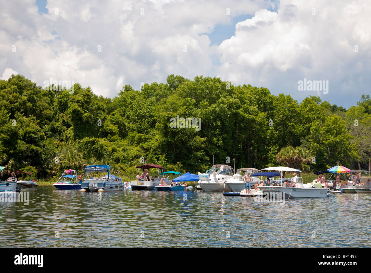 Salt Springs, FL - May 2010 - Boats rafted together for weekend party ...