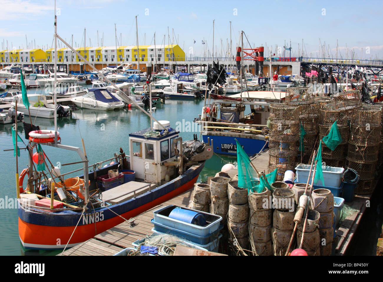 Fishing boats, East Lockside, Brighton, West Sussex, England, U.K Stock