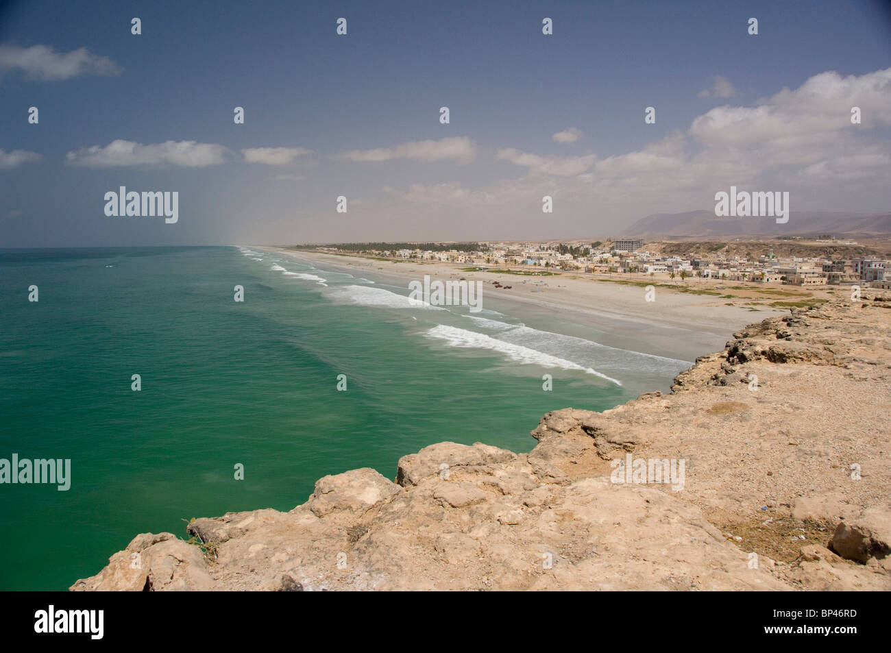 Oman, Dhofar, Salalah. Cliff overlooking the fishing village of Taqa