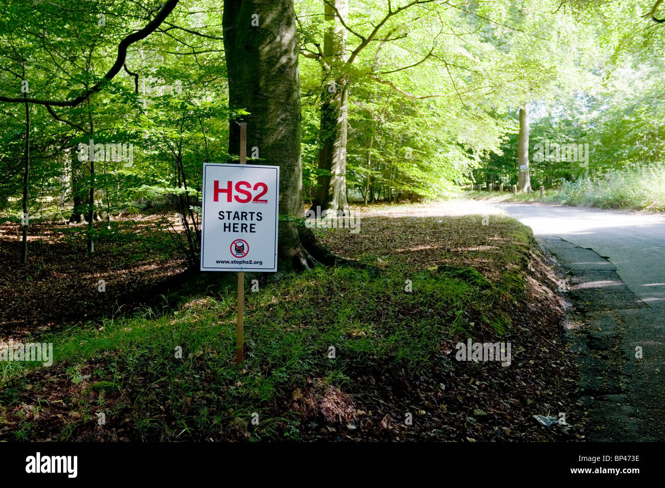 POSTERS MARKING THE PROPOSED ROUTE FOR HIGH SPEED 2 RAIL LINK THROUGH