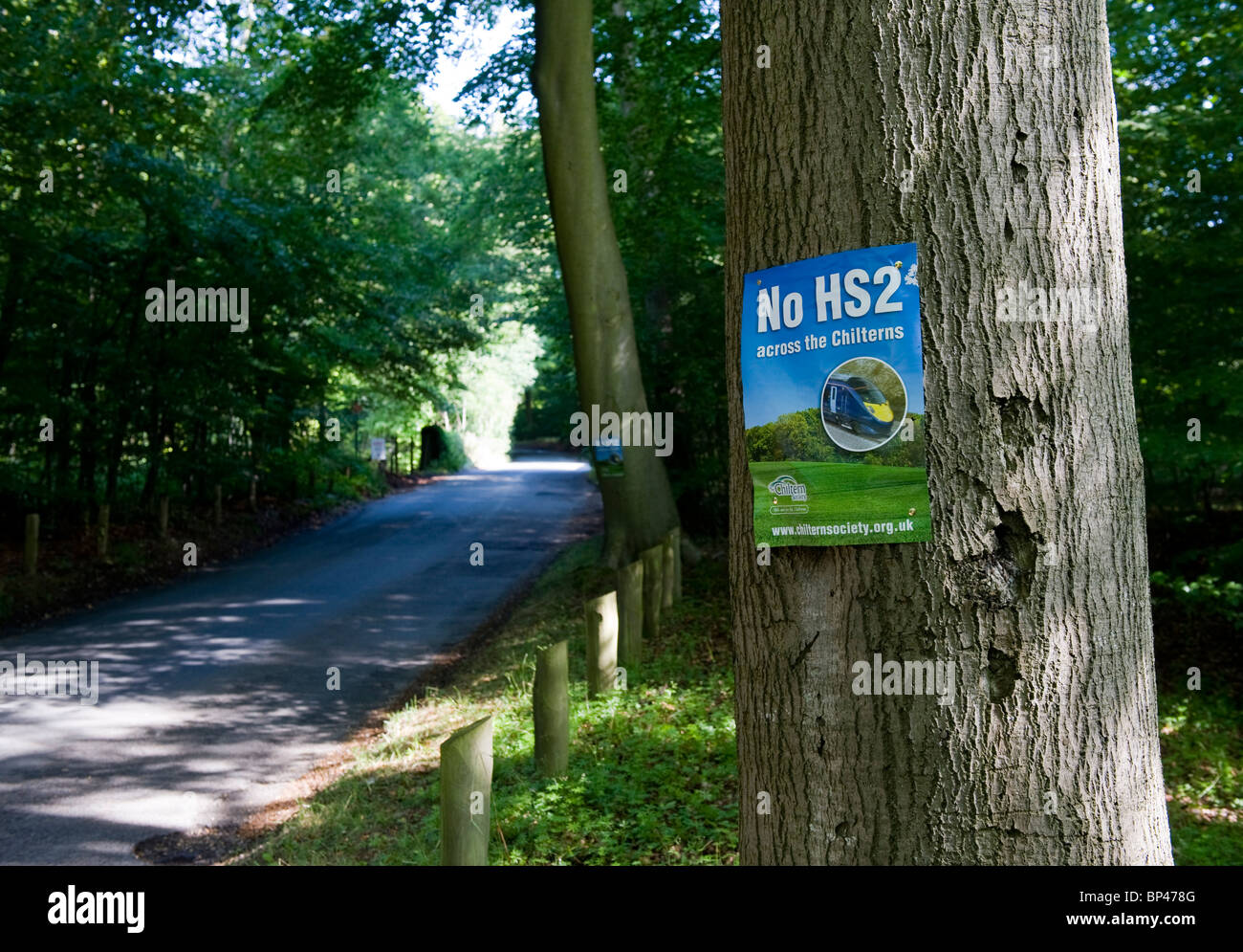 POSTERS MARKING THE PROPOSED ROUTE FOR HIGH SPEED 2 RAIL LINK THROUGH