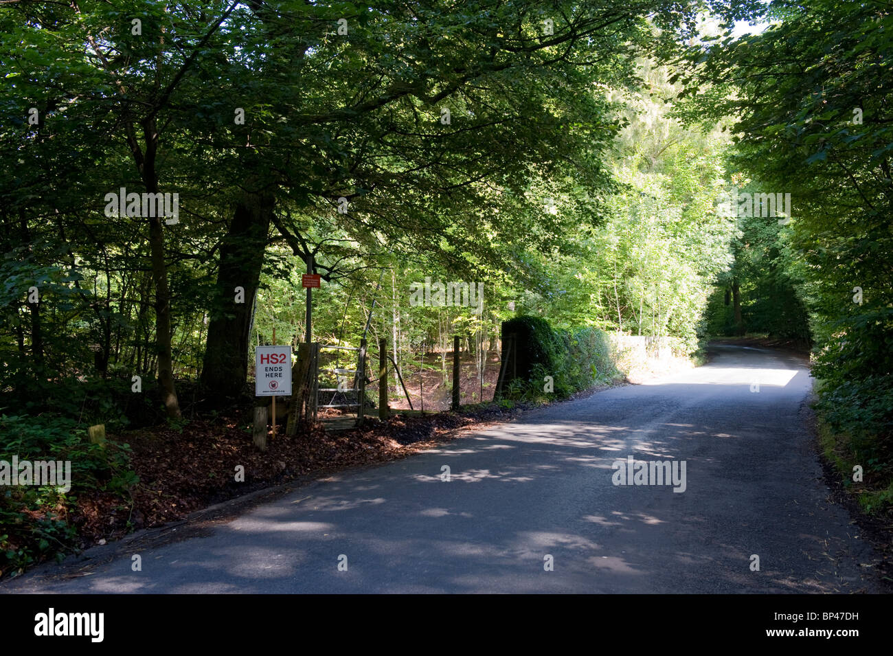 POSTERS MARKING THE PROPOSED ROUTE FOR HIGH SPEED 2 RAIL LINK THROUGH