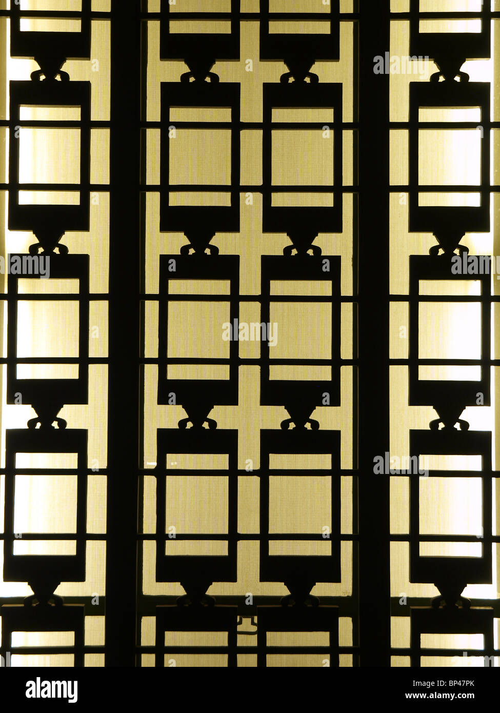 Deco window bars at the Los Angeles City owned Griffith Observatory. Stock Photo