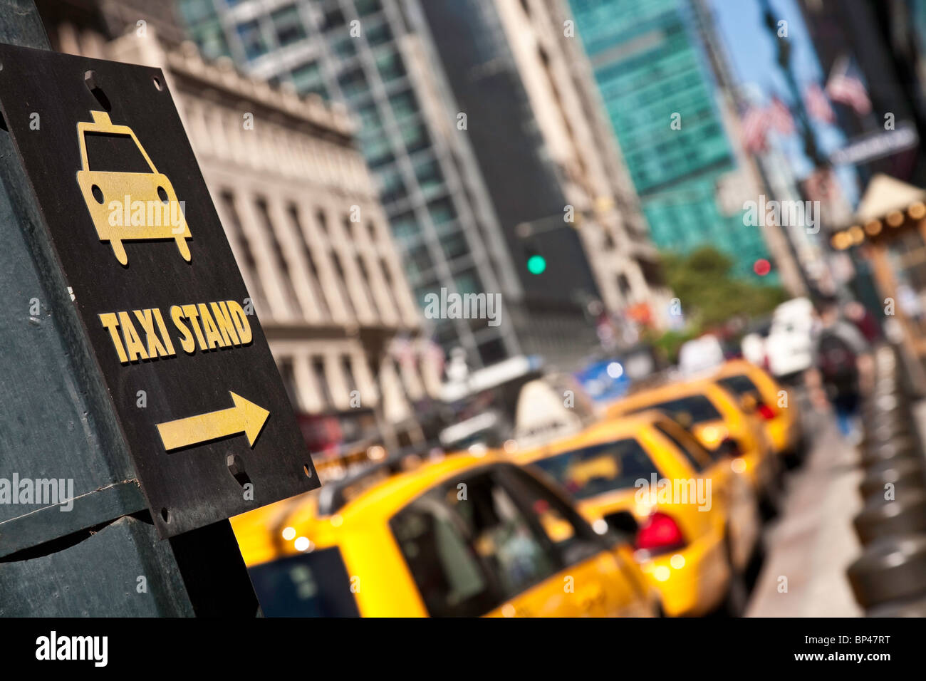 Taxis and Taxi Stand, 42nd Street and Grand Central Terminal, NYC Stock Photo