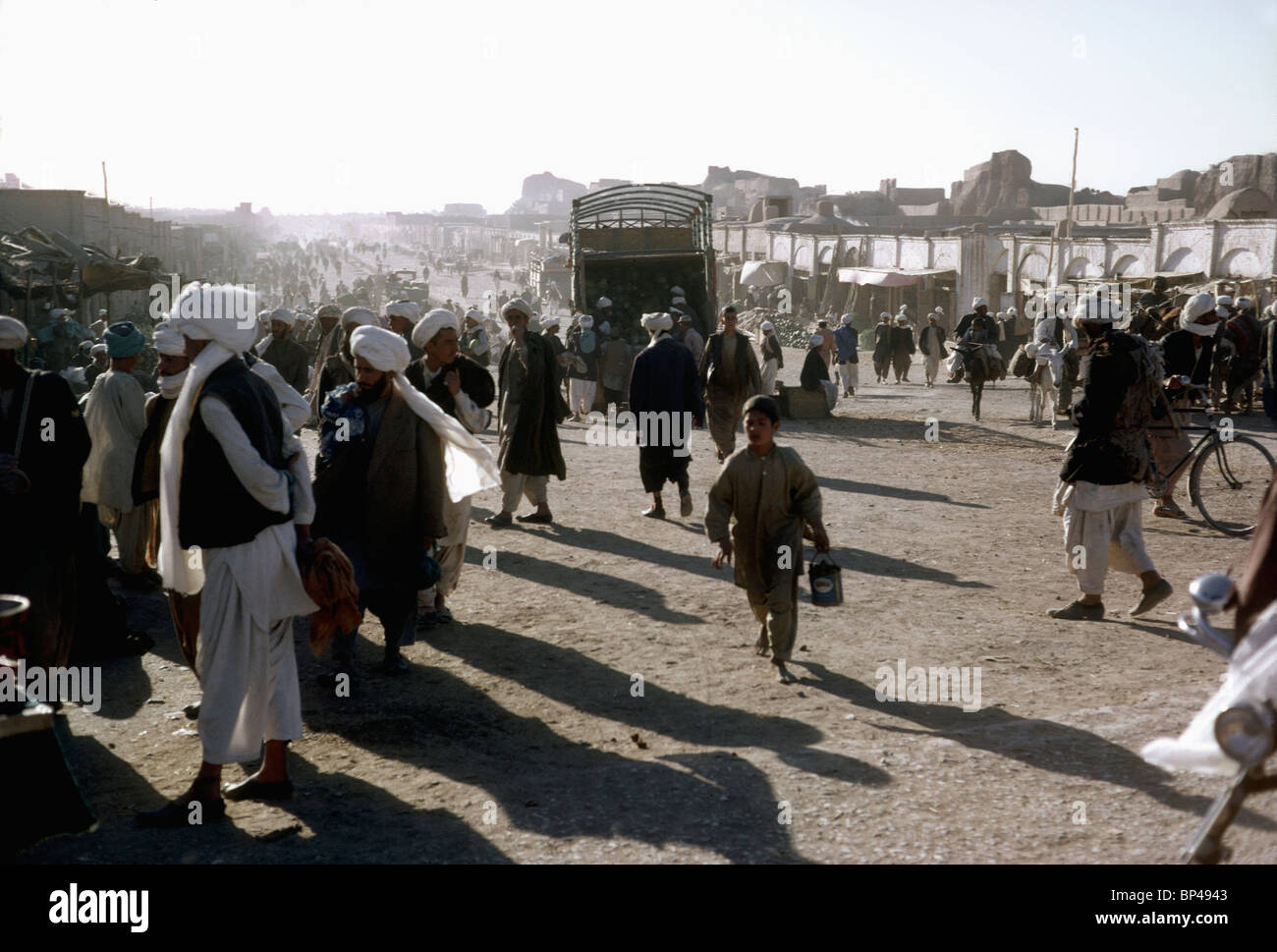Archival image of a busy street in Herat, western Afghanistan, in 1974 Stock Photo