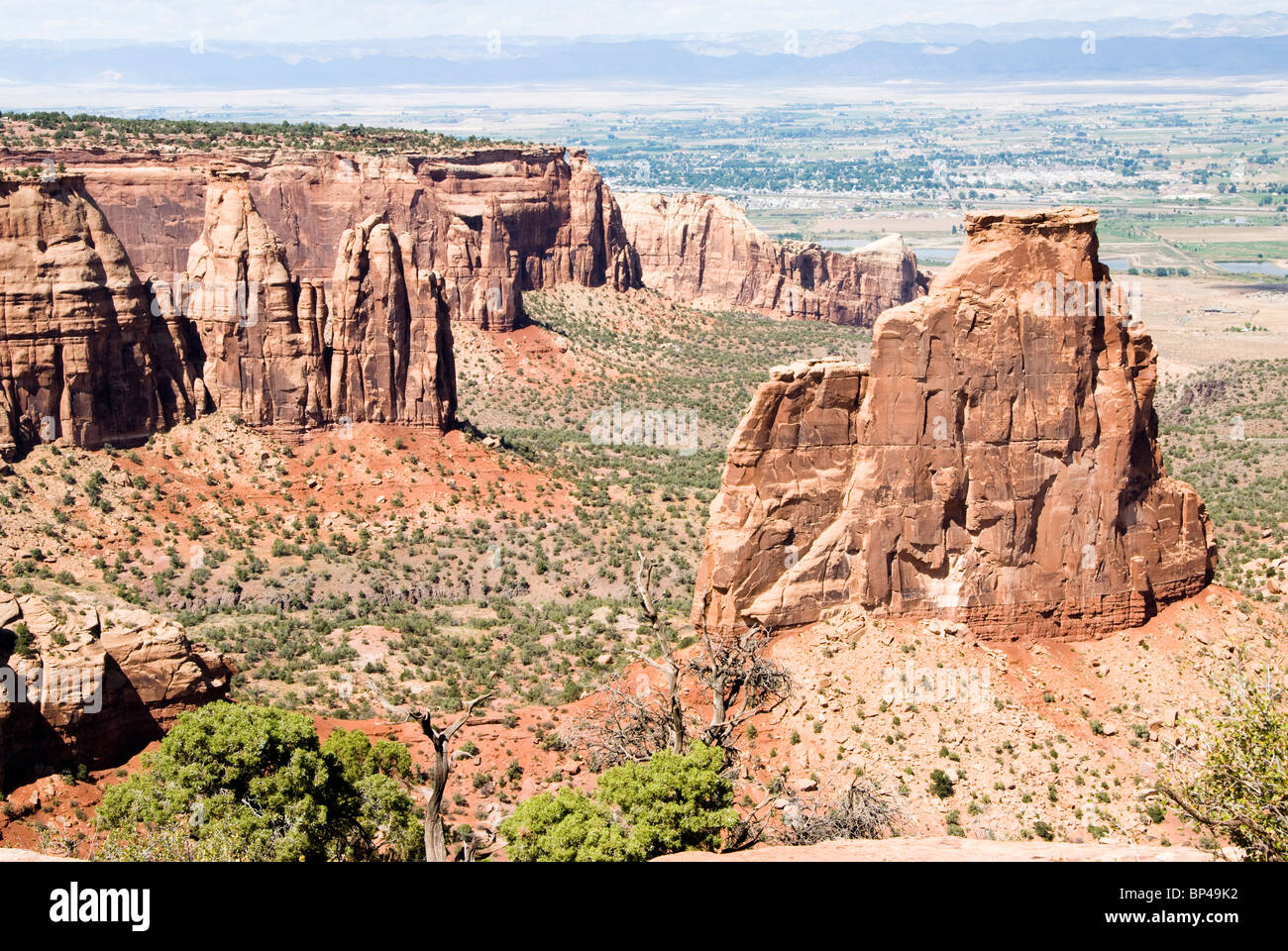 Independence Monument located in the Colorado National Monument raises above the Colorado River Valley. Stock Photo
