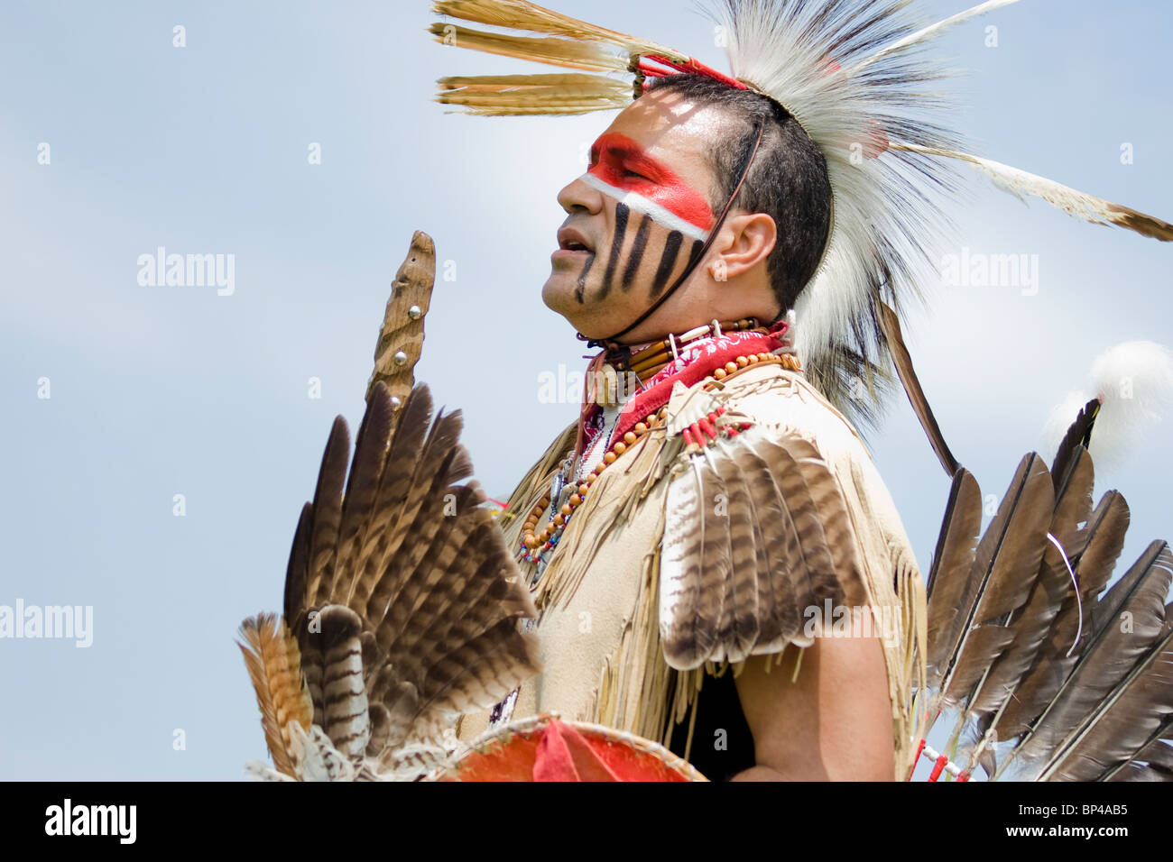 Native American in traditional regalia at the 8th Annual Red Wing PowWow in Virginia Beach, Virginia Stock Photo