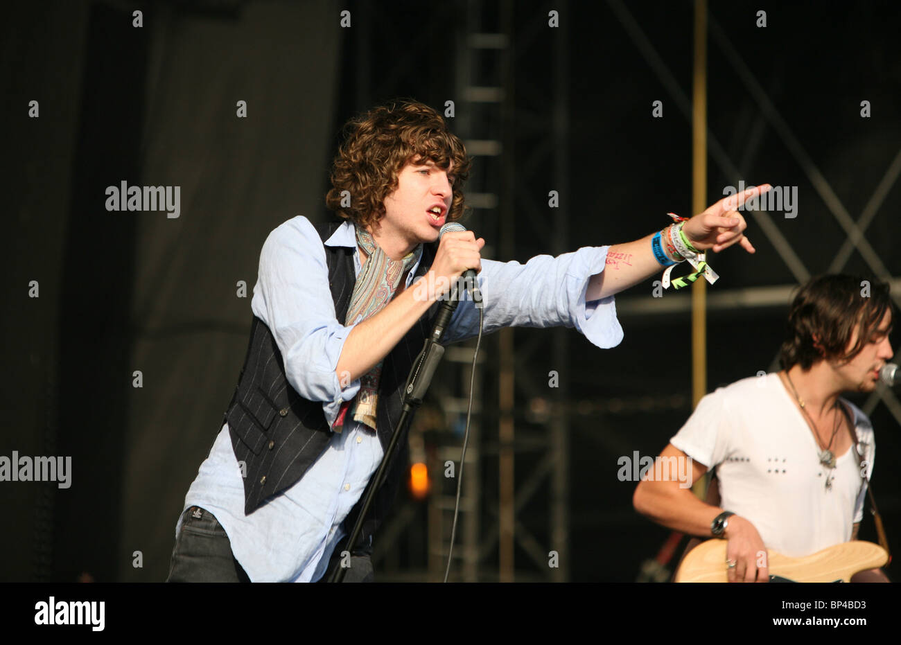 Luke Pritchard of The Kooks performing live on stage at V Festival Stock Photo