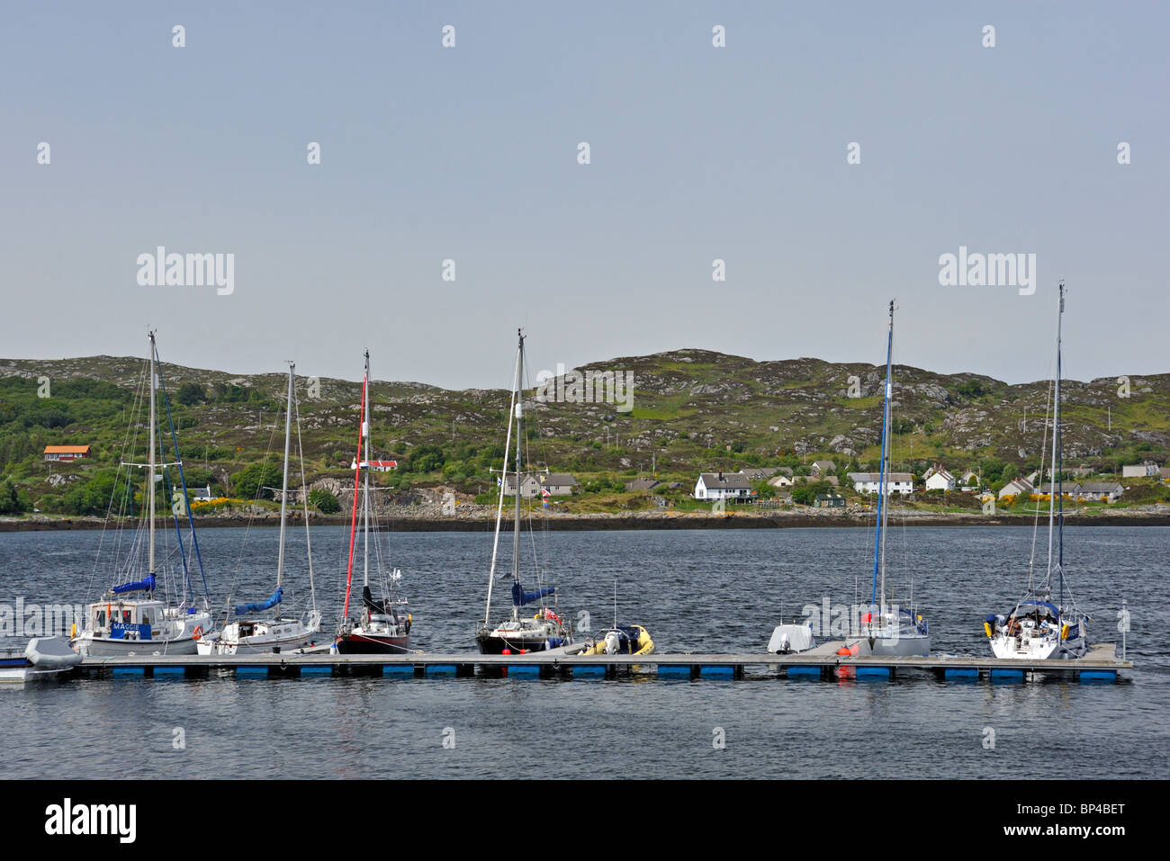 Yachts in harbour. Lochinver, Assynt, Sutherland, Scotland, United Kingdom, Europe. Stock Photo