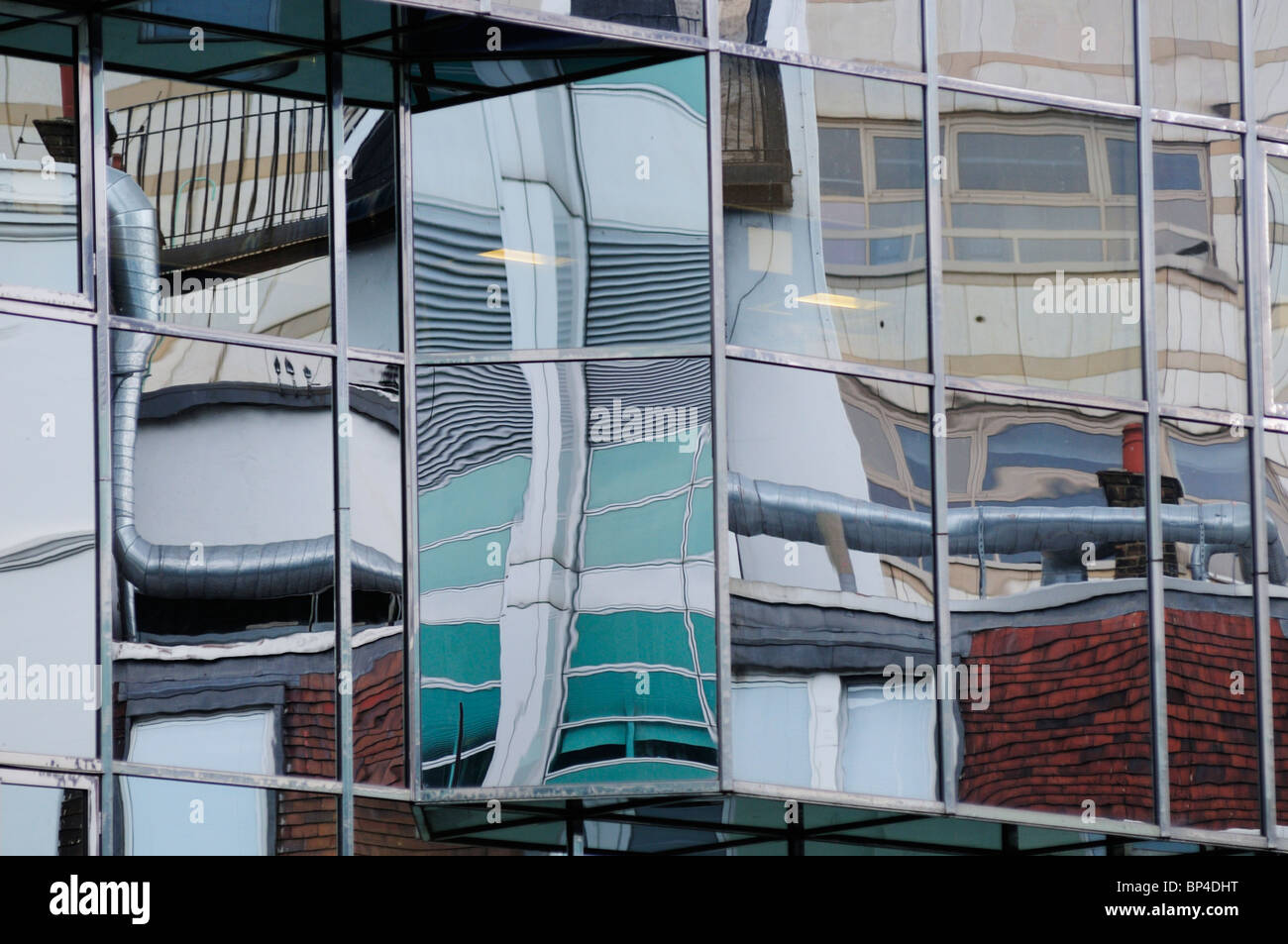 Abstract Reflection of Office Buildings, Euston Road, London, England, UK Stock Photo