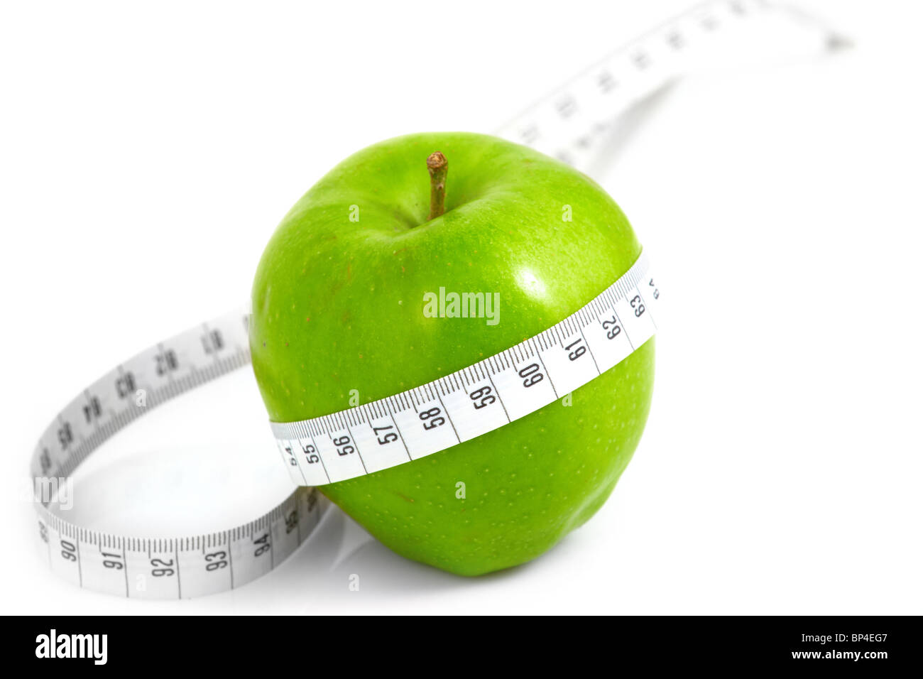 Green apples measured the meter, sports apples Stock Photo