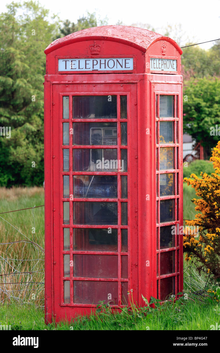 A traditional British Red telephone box. Stock Photo