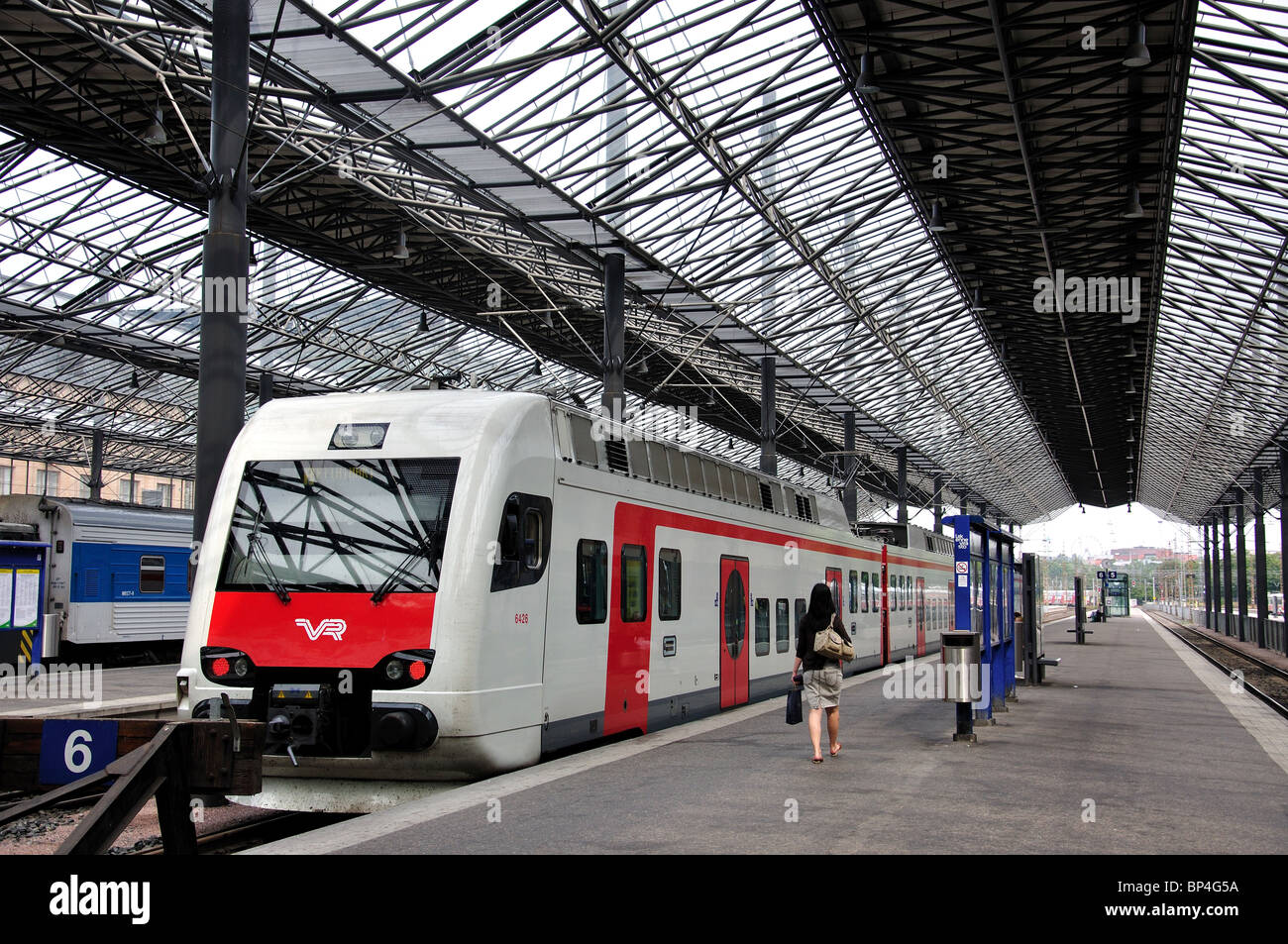 Train Rails Finland Train platform, Helsinki Railway Station, Rautatientori, City of ...