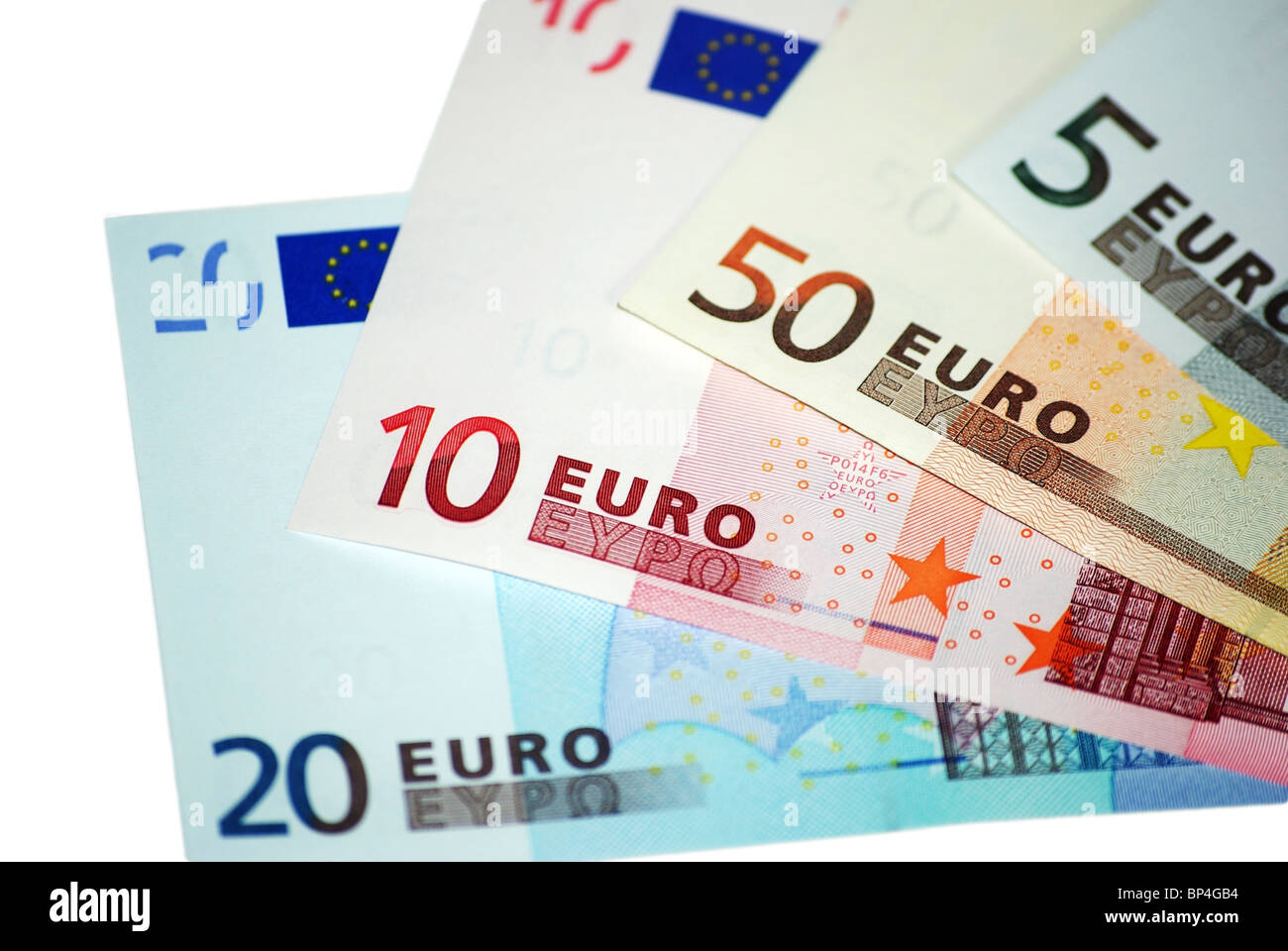 European currency. Euro banknotes. 5, 10, 20, 50 Euro. Stock Photo