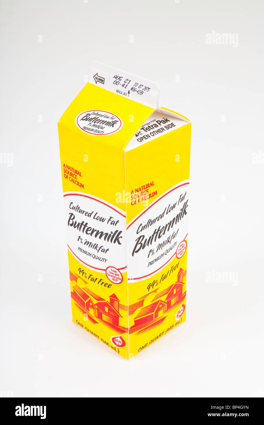 A container of Buttermilk with the Brand name digitally removed Stock Photo
