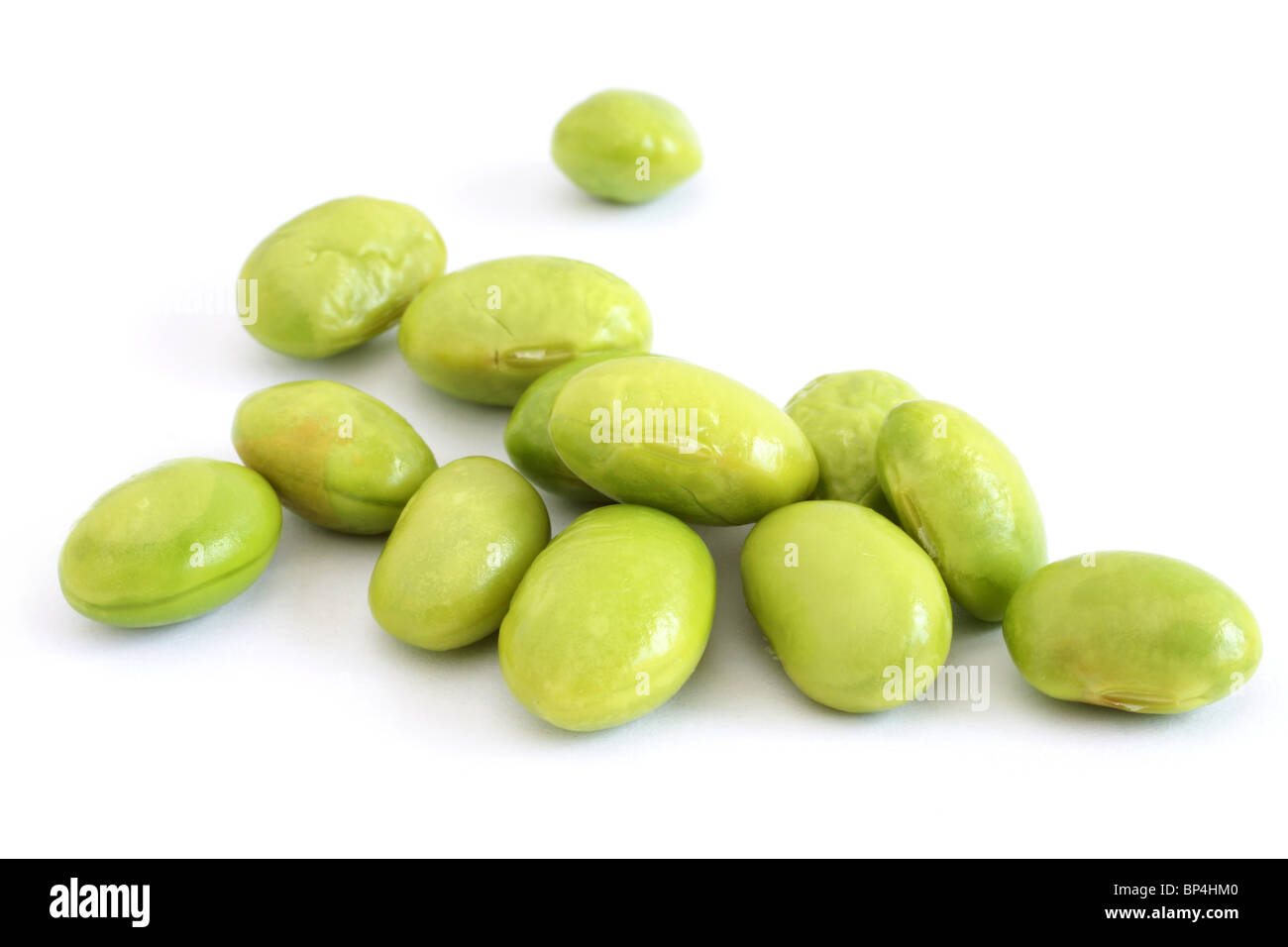 Fresh soy beans over white background Stock Photo