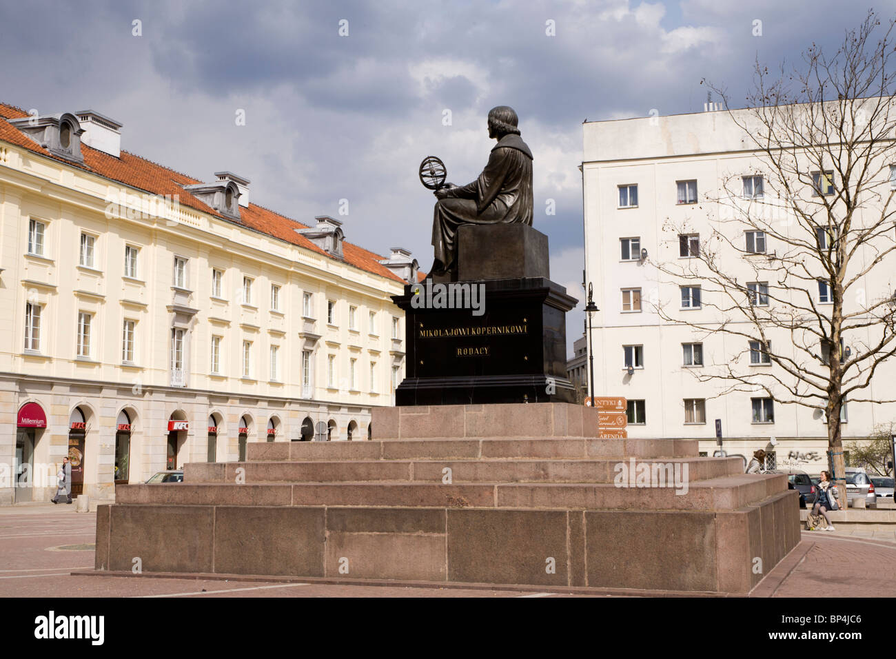 The Nicolaus Copernicus Monument, Krakowskie Przedmiescie street, Warsaw Poland. Stock Photo
