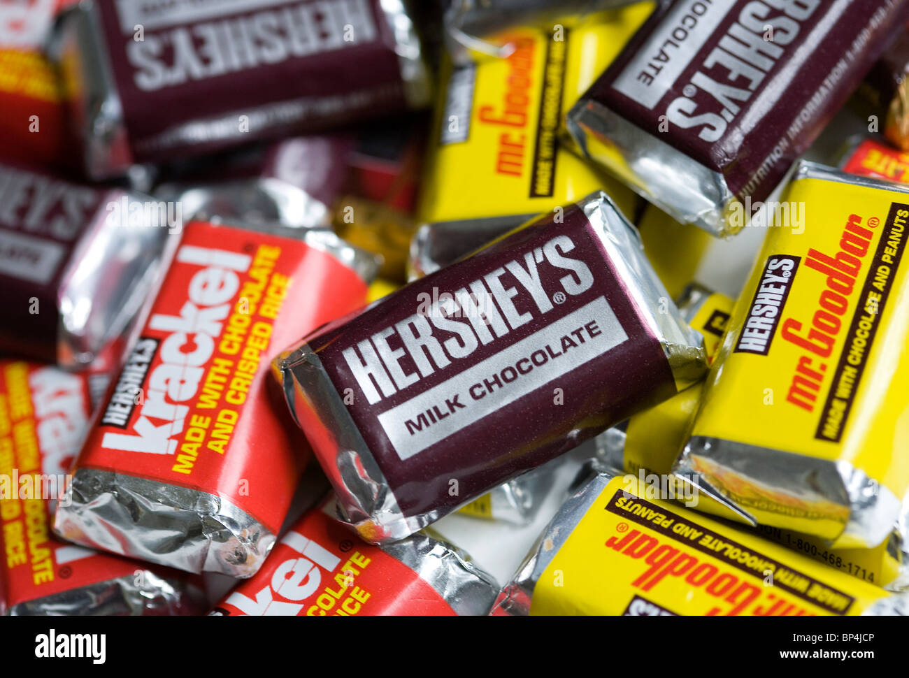 Hershey's, Mr. Goodbar and Krackel chocolate bars. Stock Photo