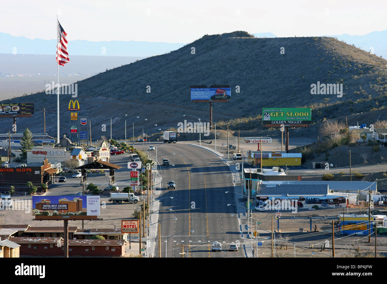 The small town Searchlight, Nevada where Harry Reid was born Stock