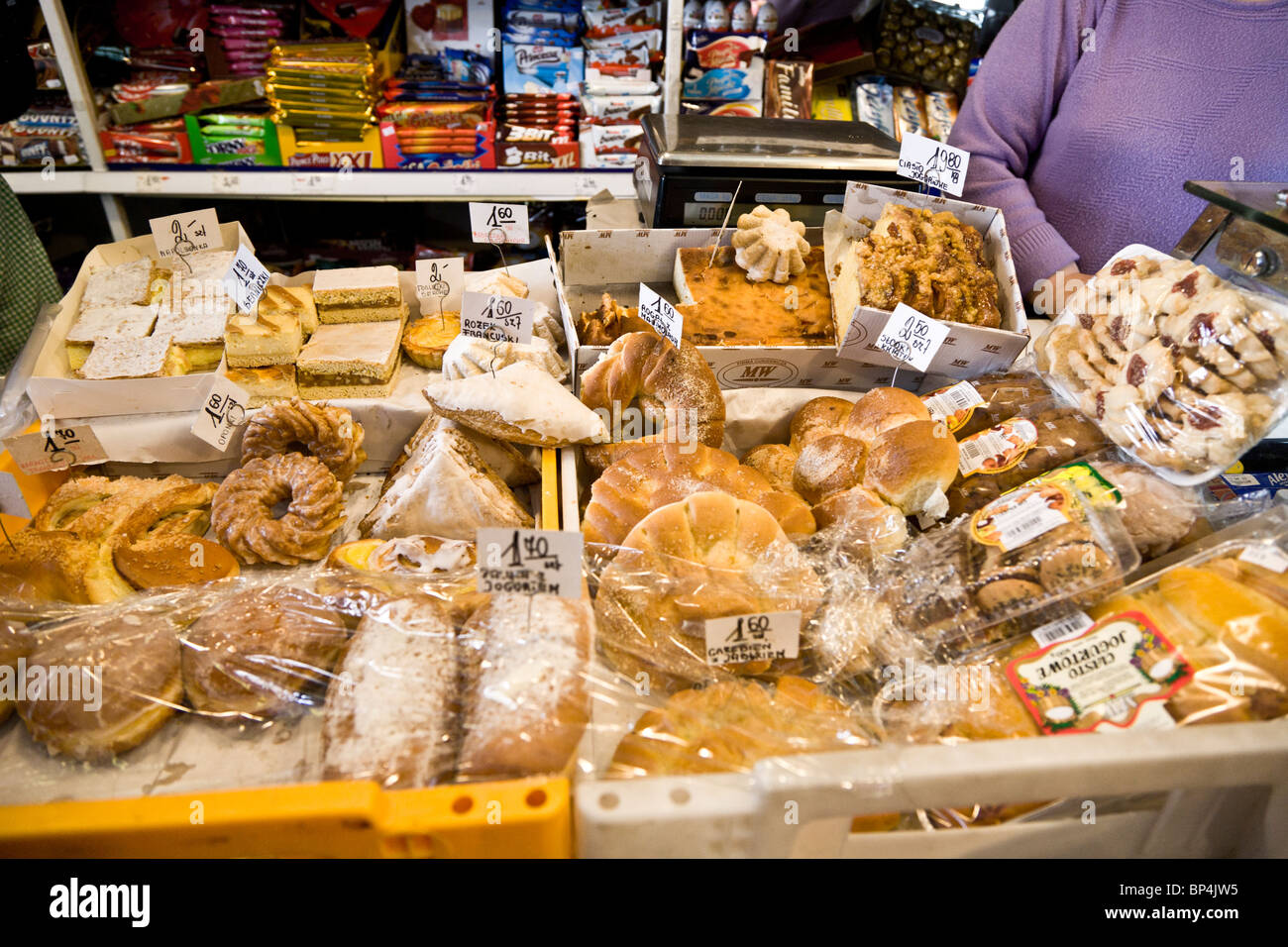 Convenience store, Chmielna street, Warsaw Poland. Stock Photo