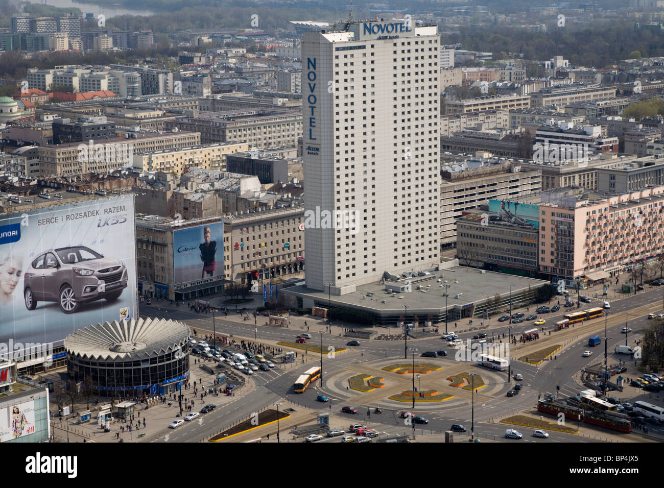 The view from the Palace of Culture and Science, Warsaw Poland. Stock Photo