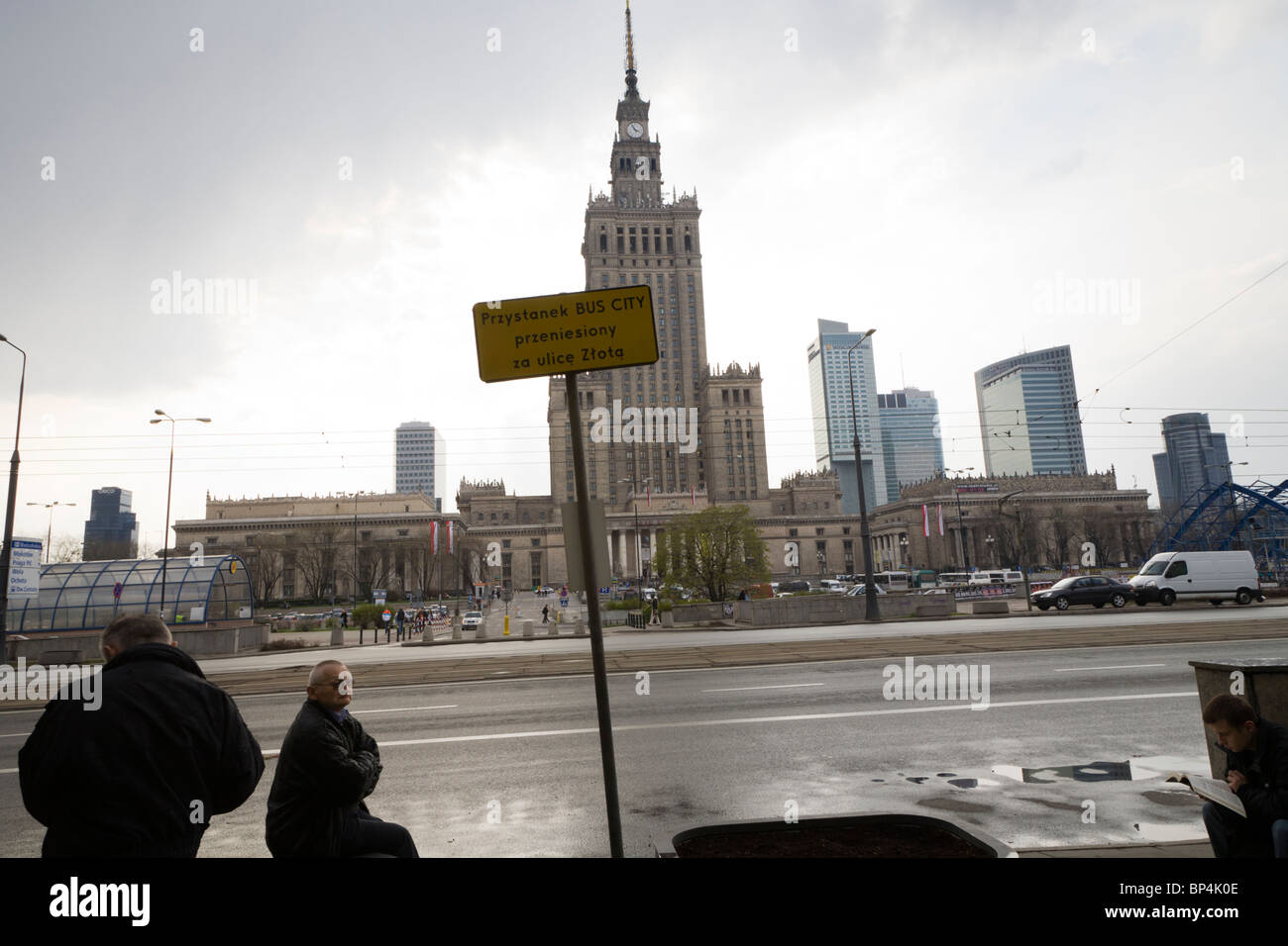 Palace of Culture and Science, seen from Marszalkowska street, Warsaw Poland. Stock Photo