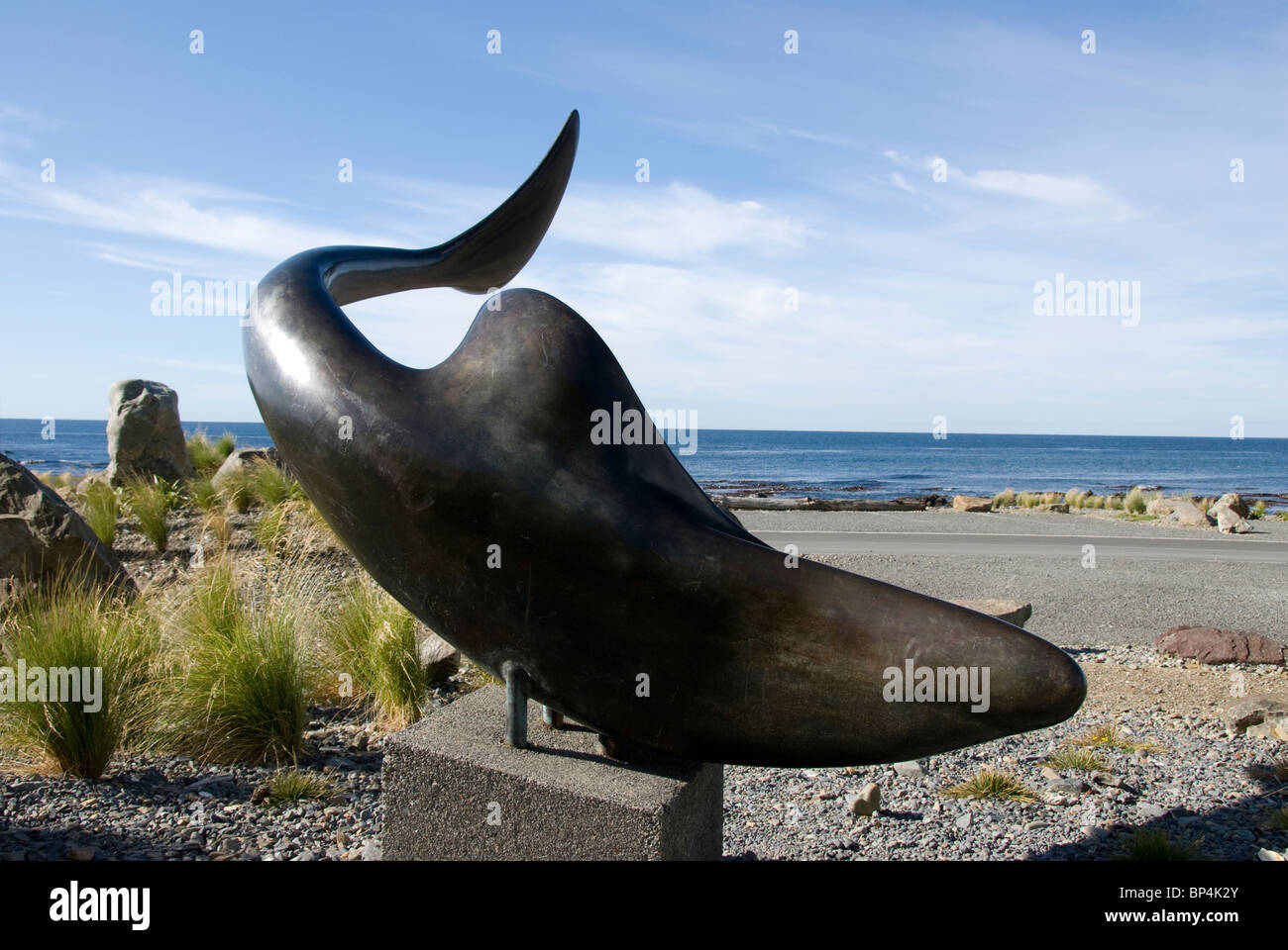 Bronze sculpture of a shark, Taputeranga Marine Reserve, South Coast