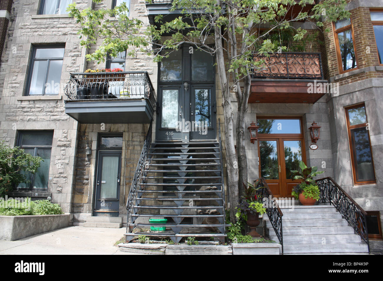 residential townhouse Montreal summer sunny Stock Photo Alamy
