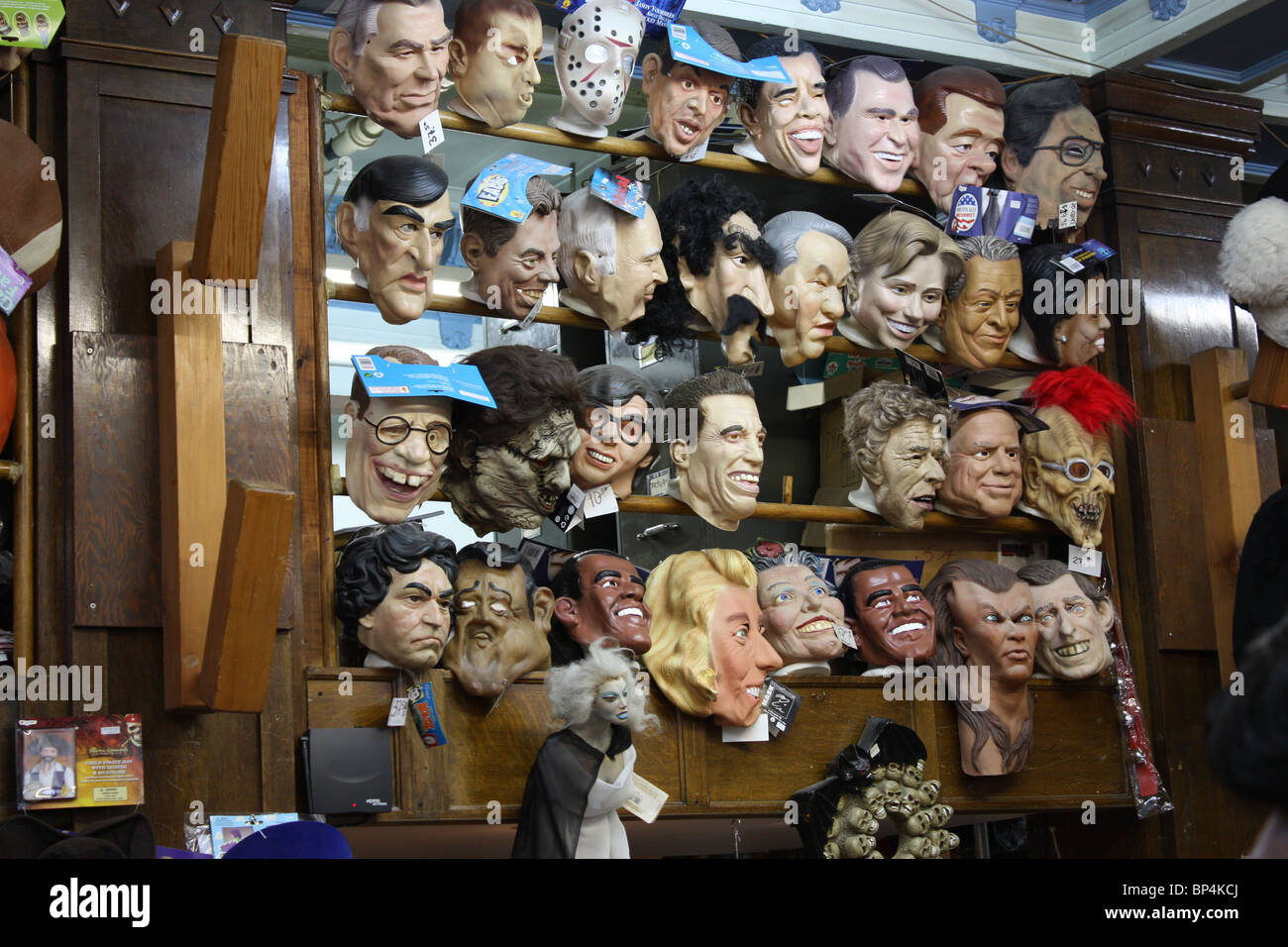 cartoon celebrity mask store Montreal Canada Stock Photo
