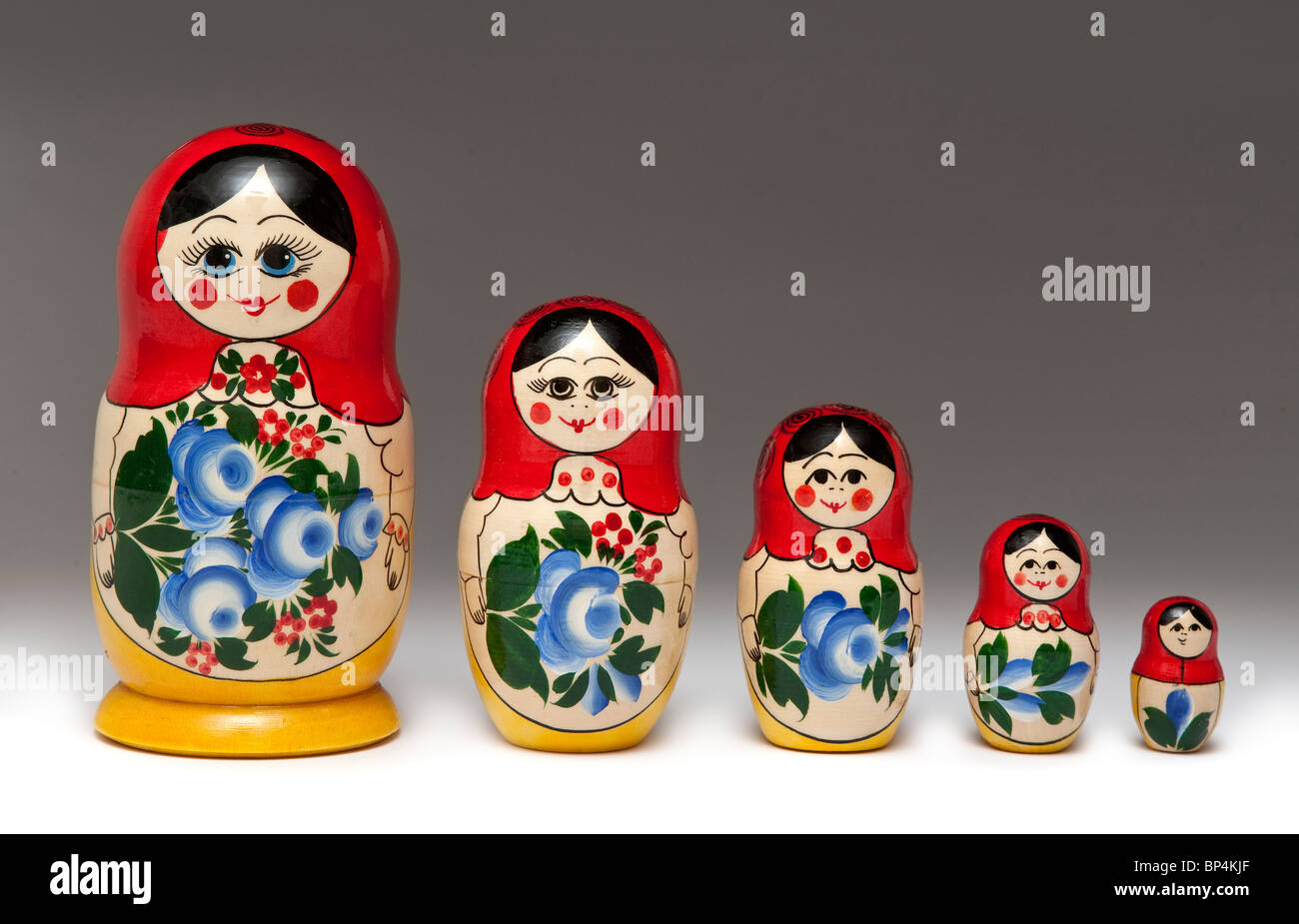 Russian nesting dolls, Babushka doll, graduated background Stock Photo